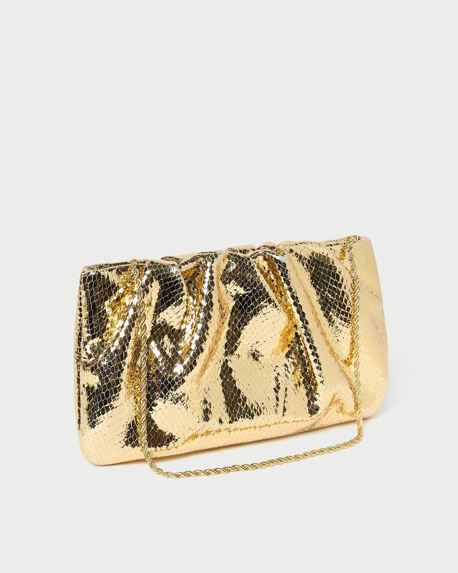 Loeffler Randall - Serena Gold Snake Gathered Clutch - Image 2