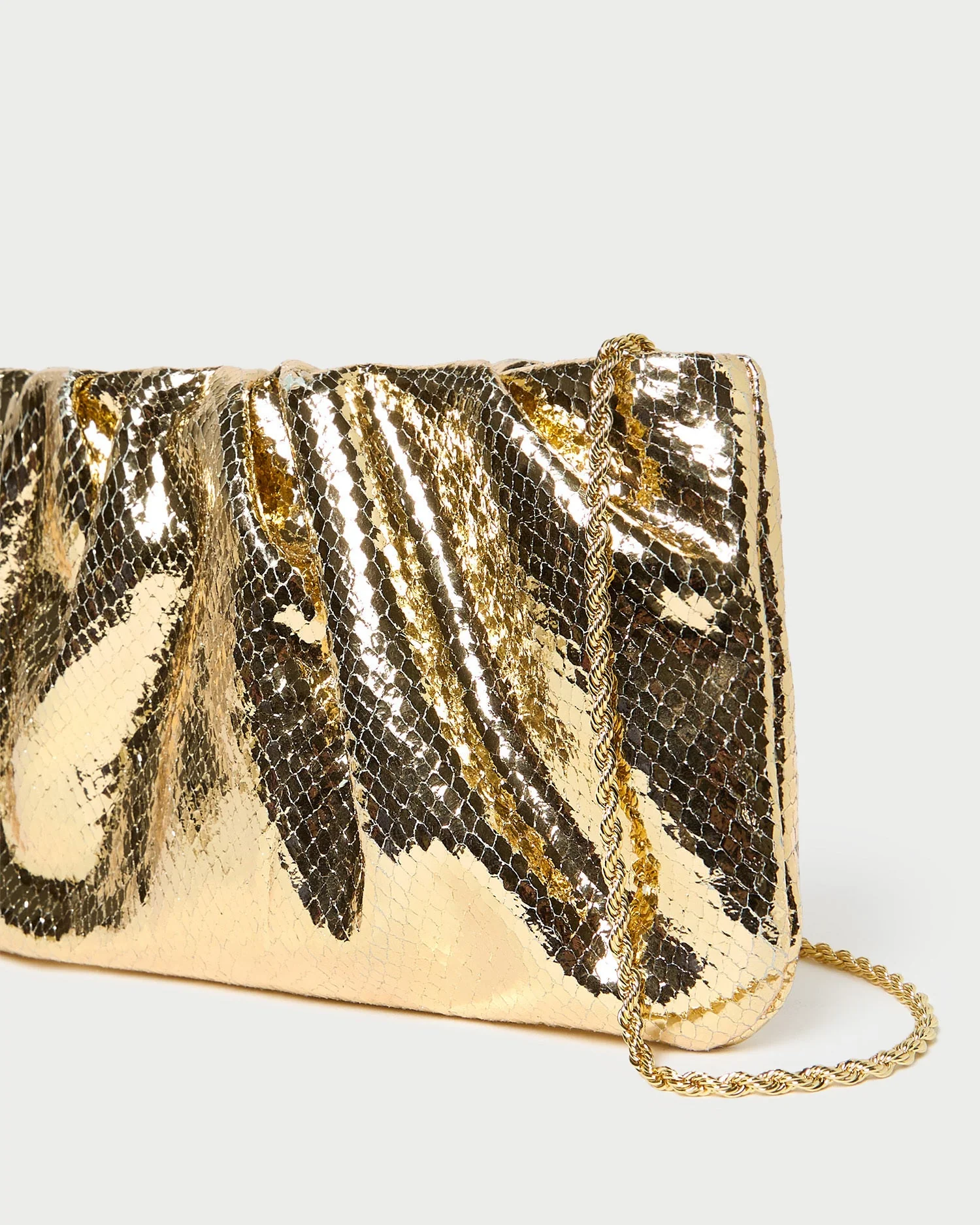 Loeffler Randall - Serena Gold Snake Gathered Clutch - Image 3