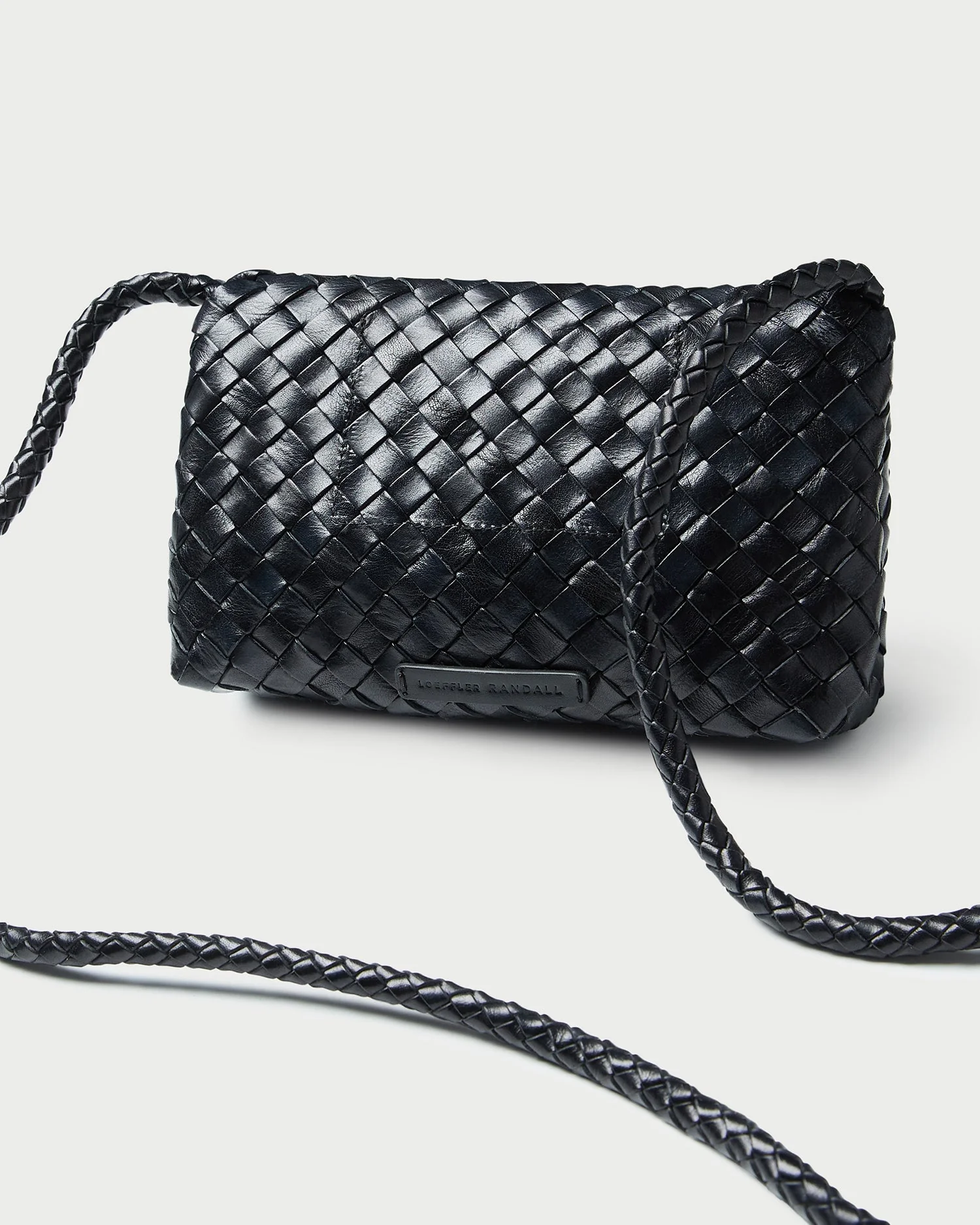 Loeffler Randall - Vinnie Black Woven Leather Crossbody - Image 4