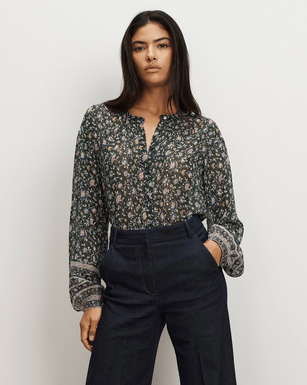 Veronica Beard - Lollie Floral Button - Down Blouse