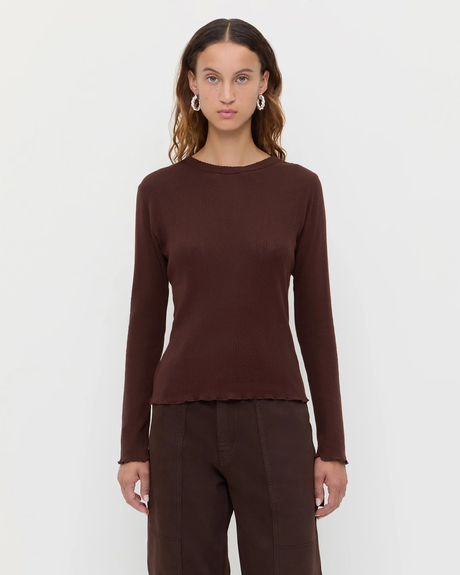 Loeffler Randall - Lolo Pointelle Long - Sleeve Tee