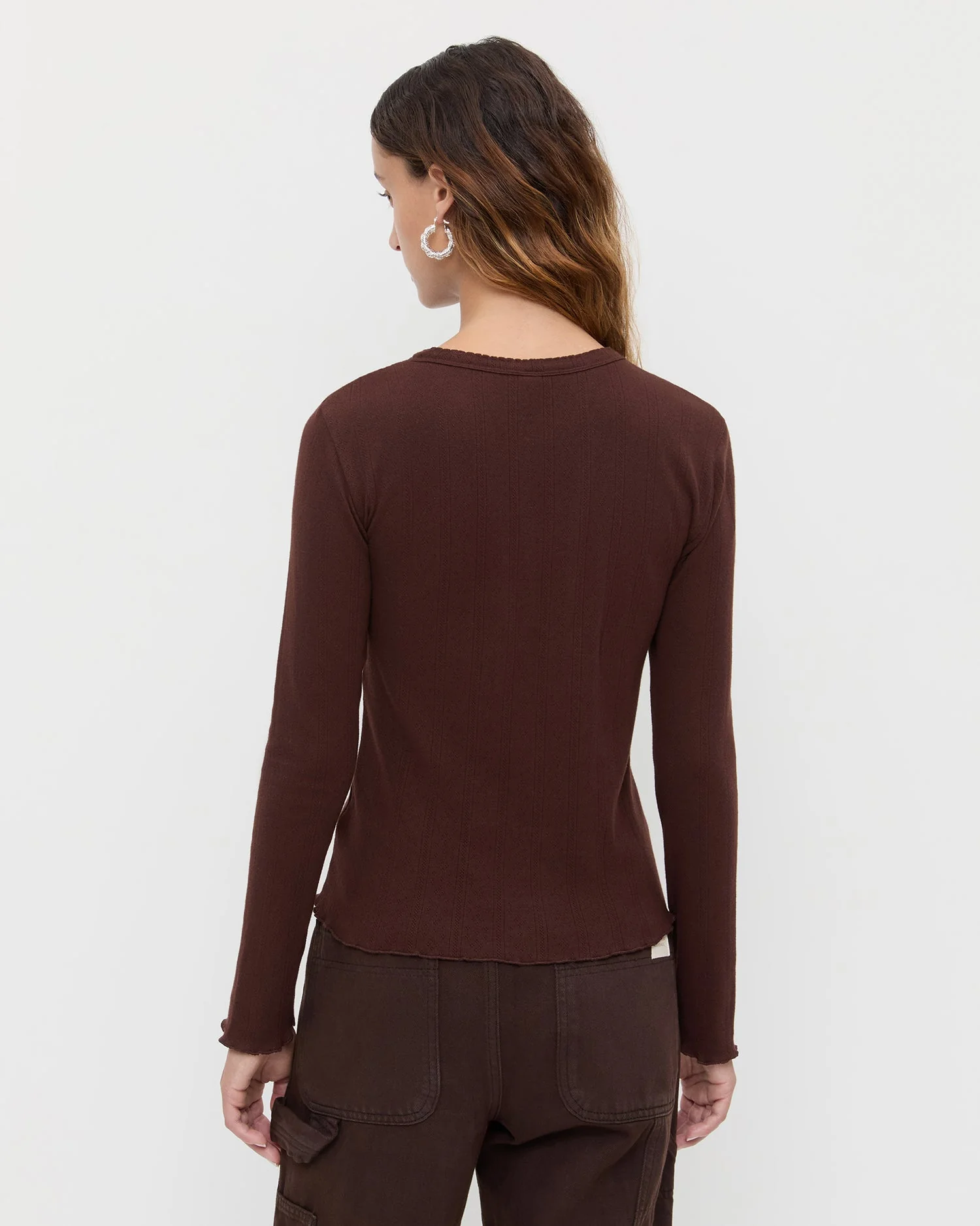 Loeffler Randall - Lolo Pointelle Long - Sleeve Tee - Image 3