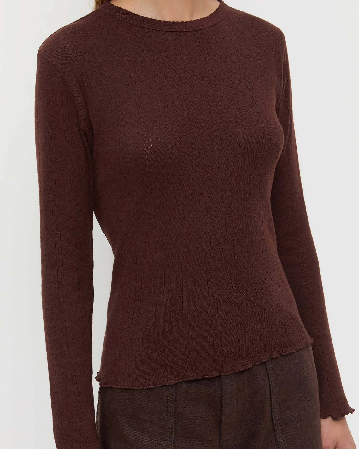 Loeffler Randall - Lolo Pointelle Long - Sleeve Tee - Image 4
