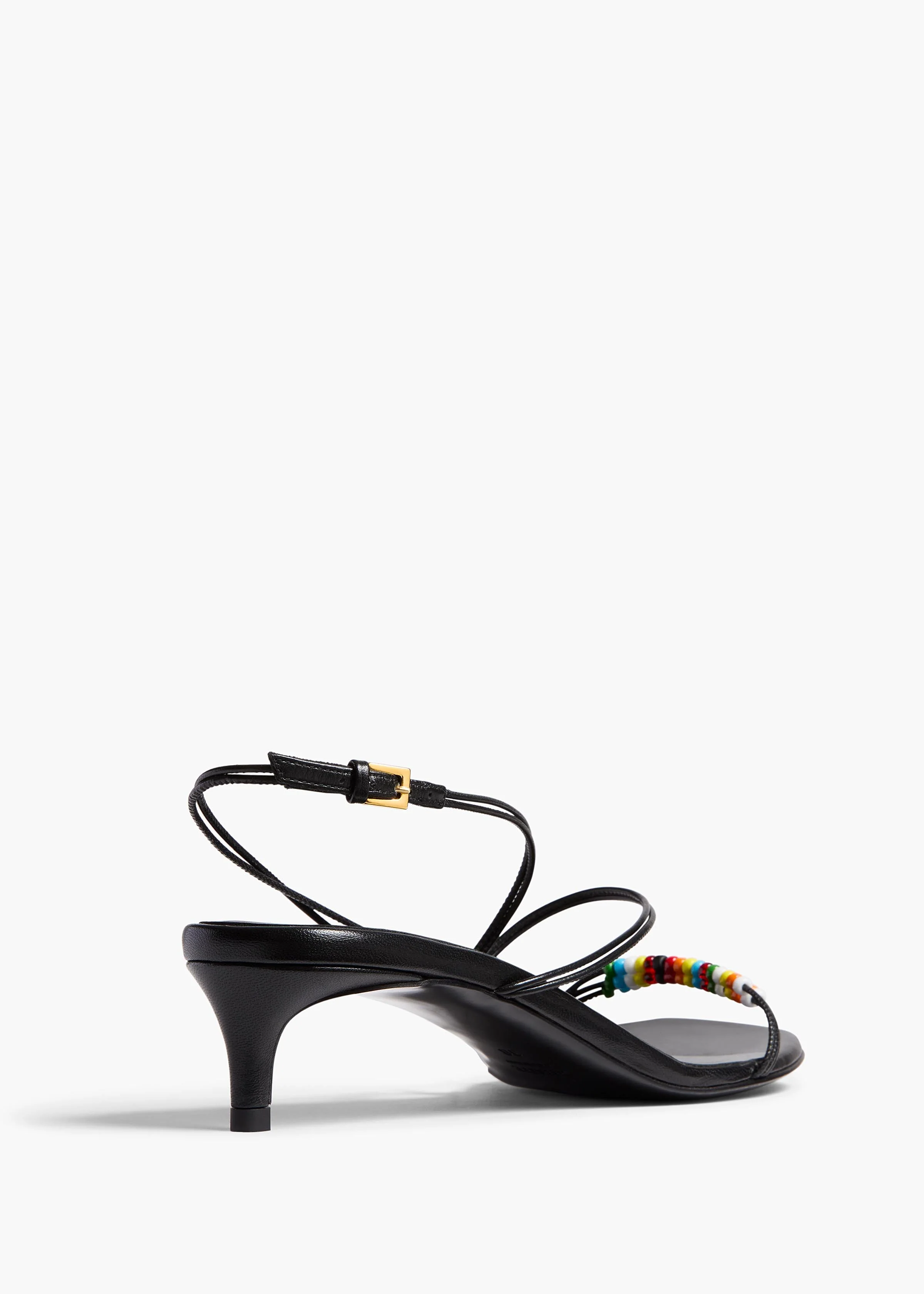 Khaite - Loop Kitten Heel Sandal with Beads in Black Leather - Image 3