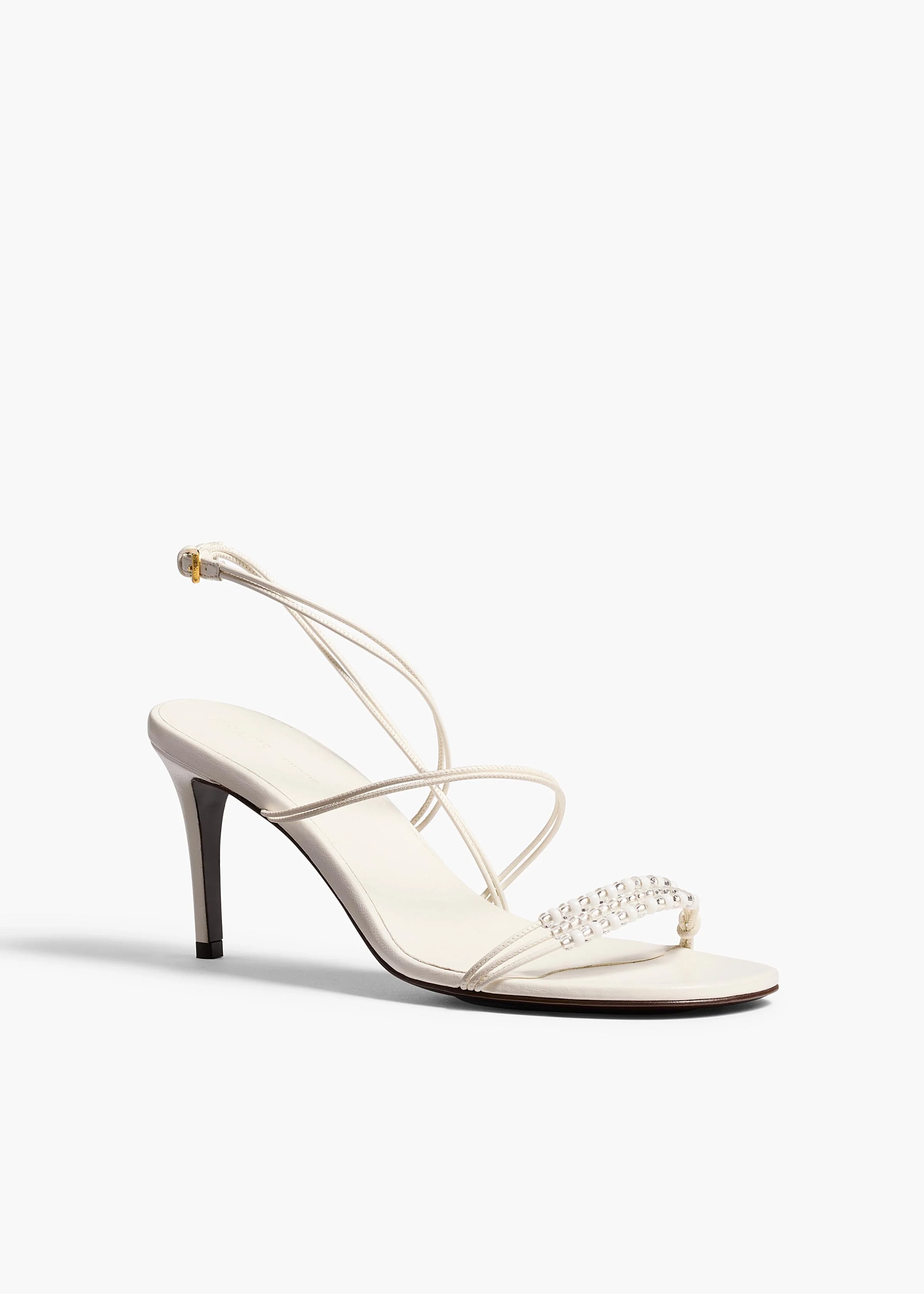 Khaite - Loop Sandal with Beads in Optic White Leather - Image 2
