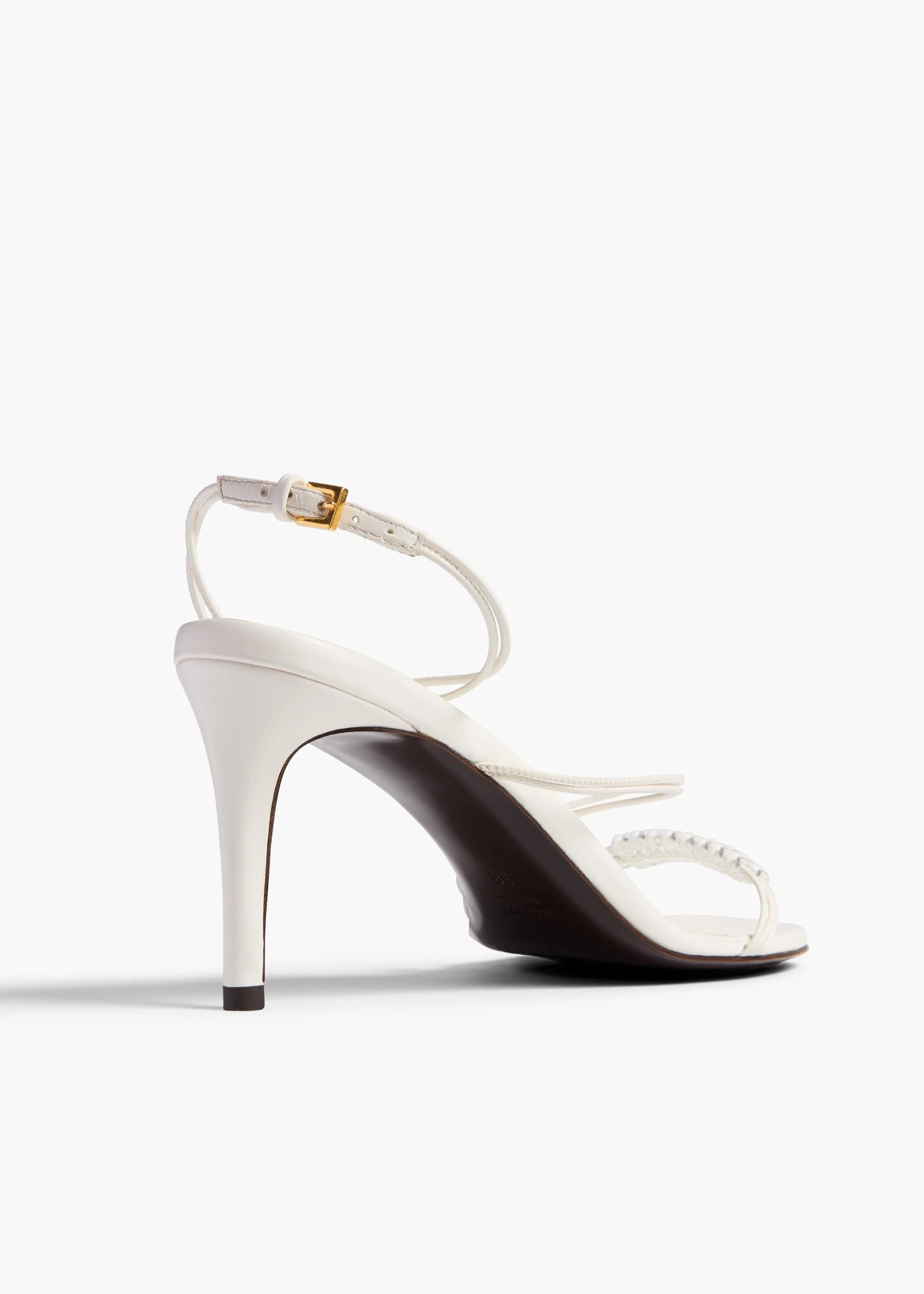Khaite - Loop Sandal with Beads in Optic White Leather - Image 3