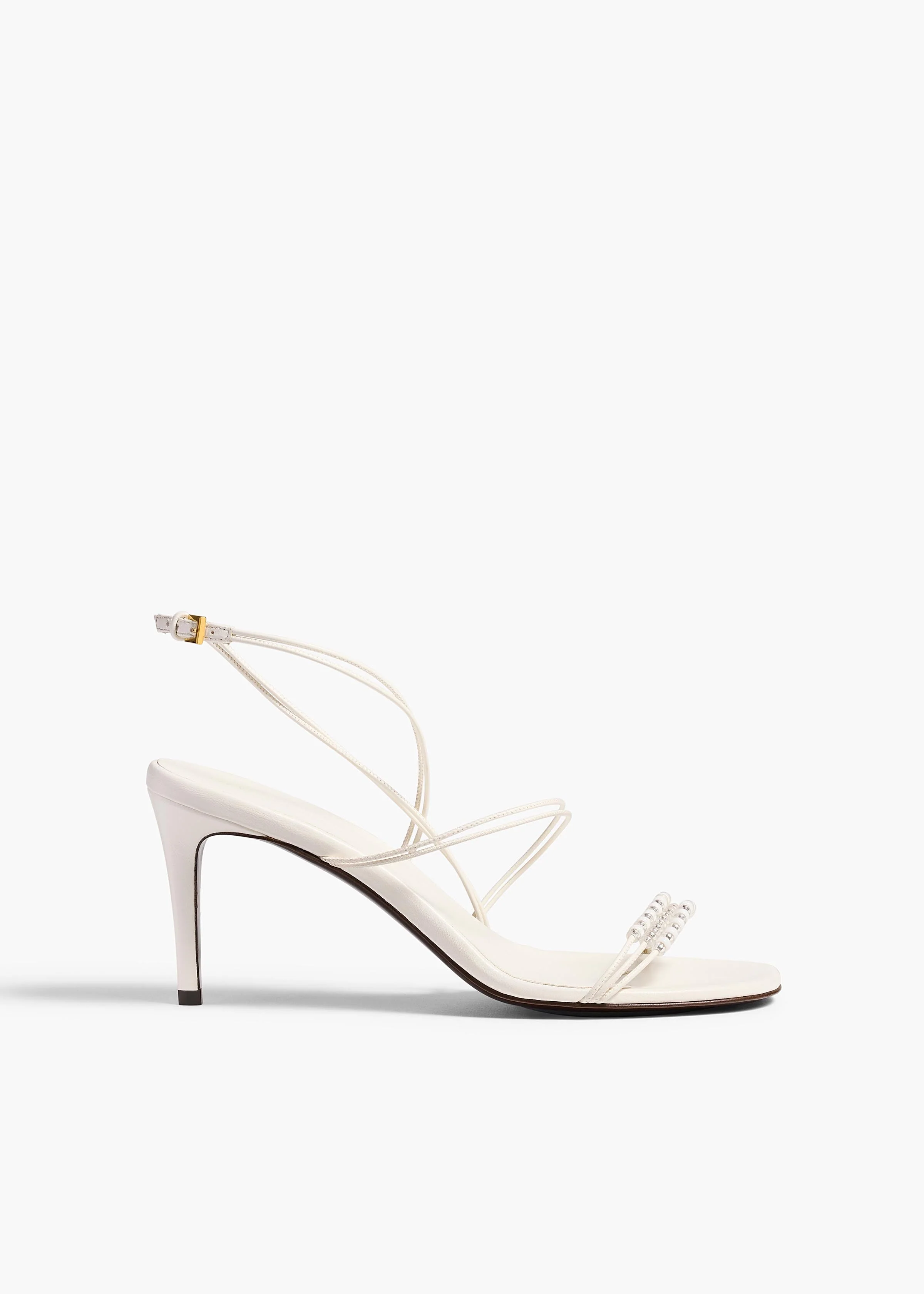Khaite - Loop Sandal with Beads in Optic White Leather - Image 6