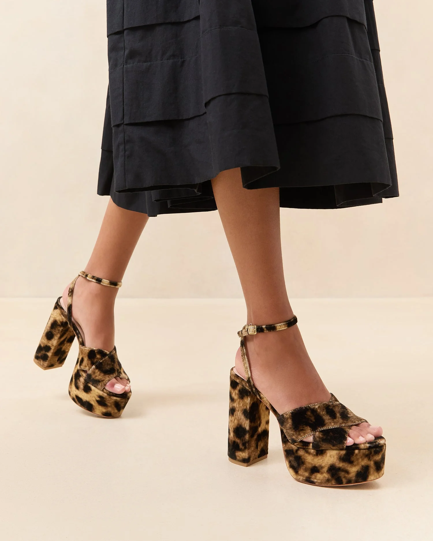 Loeffler Randall - Loretta Leopard Velvet Platform Sandal - Image 2