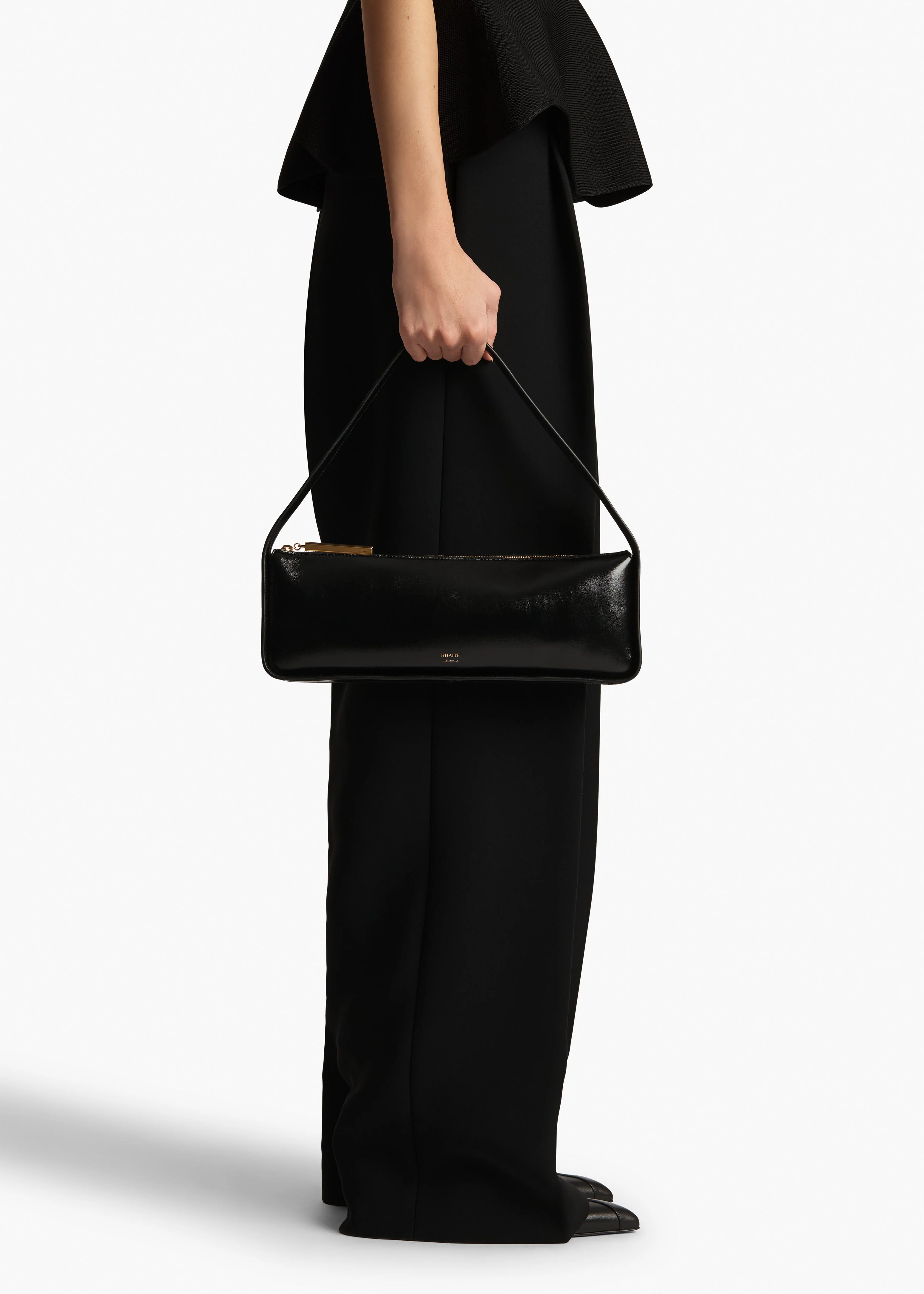Khaite - Lori Baguette Bag in Black Crackle Patent Leather - Image 5