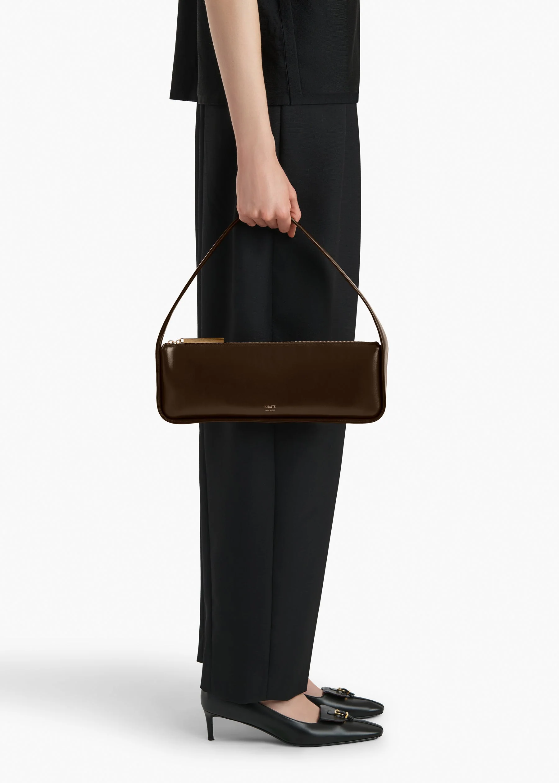 Khaite - Lori Baguette Bag in Chestnut Crackle Patent Leather - Image 5