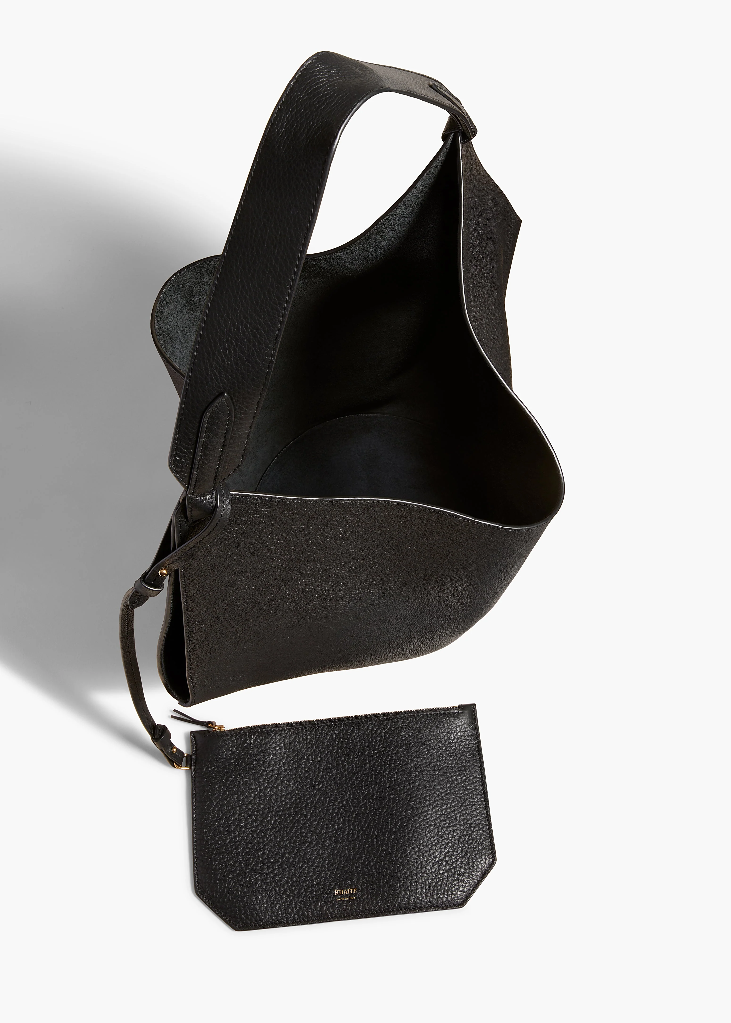 Khaite - Medium Lotus Tote in Black Pebbled Leather - Image 3