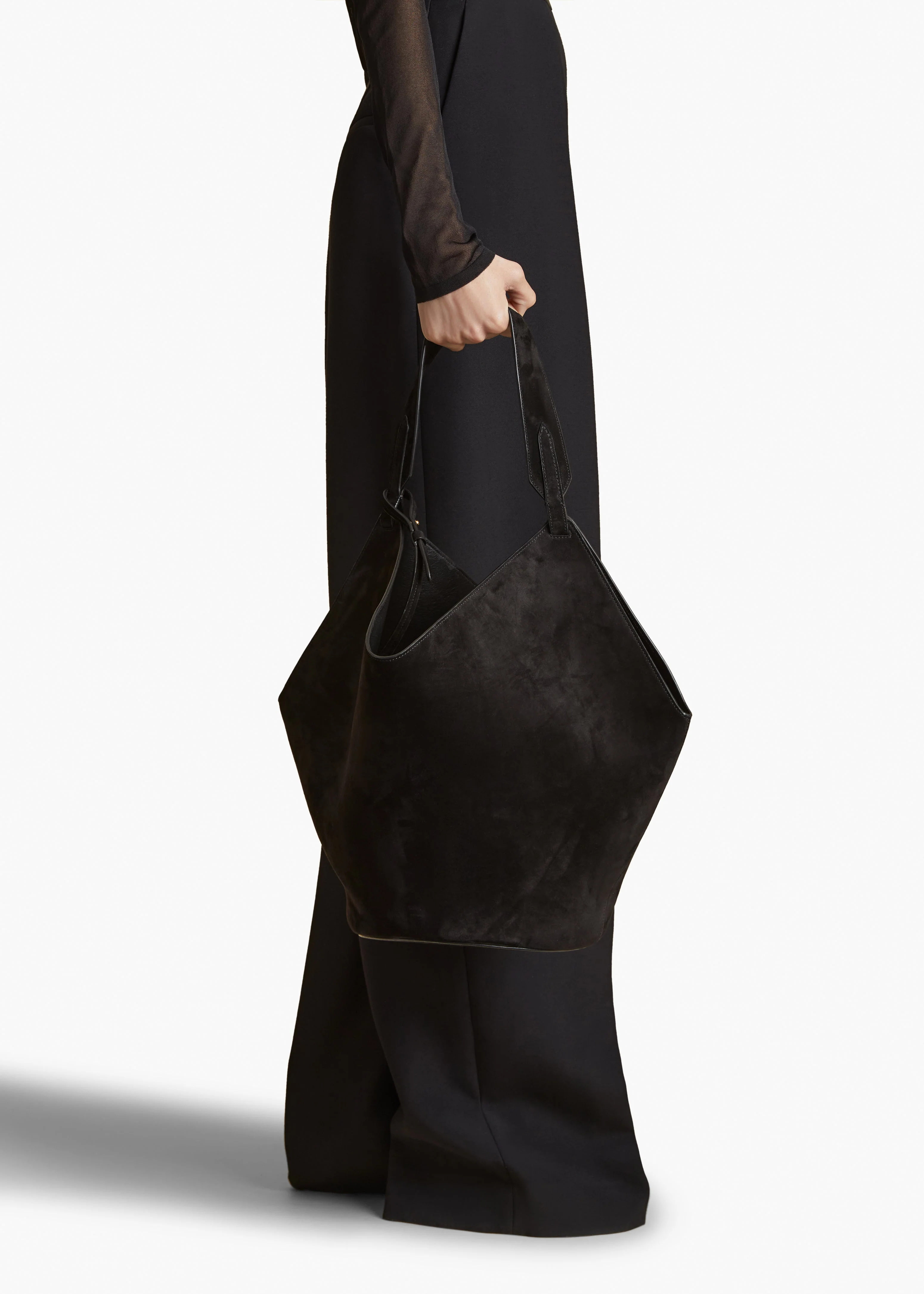 Khaite - Medium Lotus Tote in Black Suede - Image 6