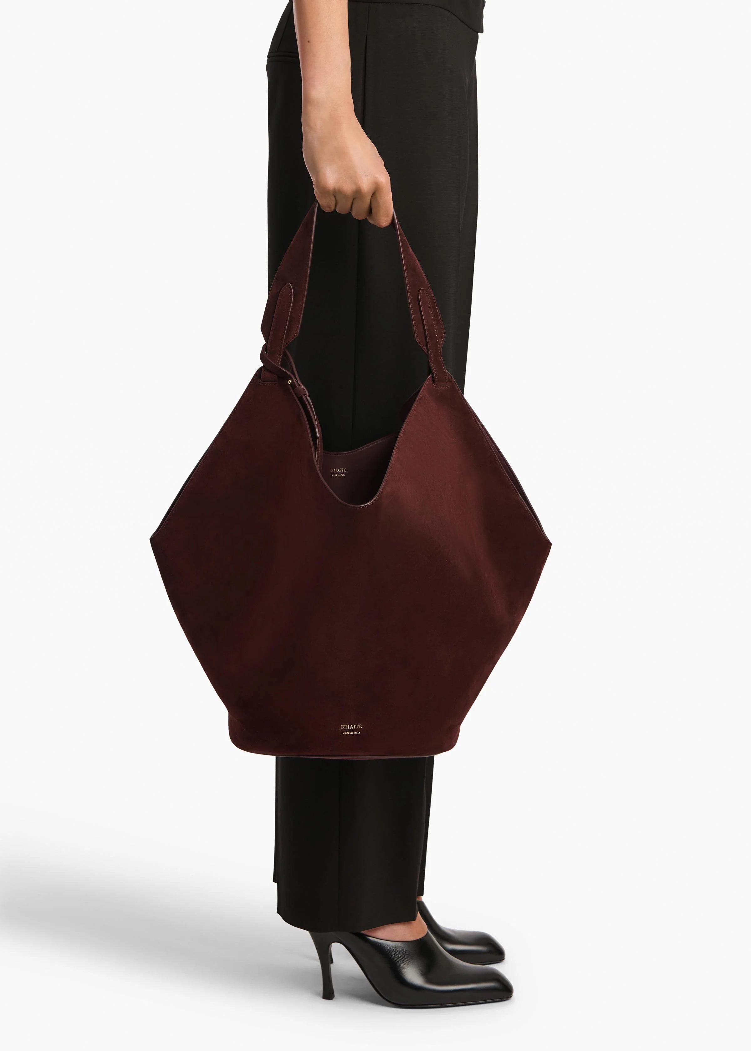 Khaite - Medium Lotus Tote in Rouge Noir Suede - Image 5