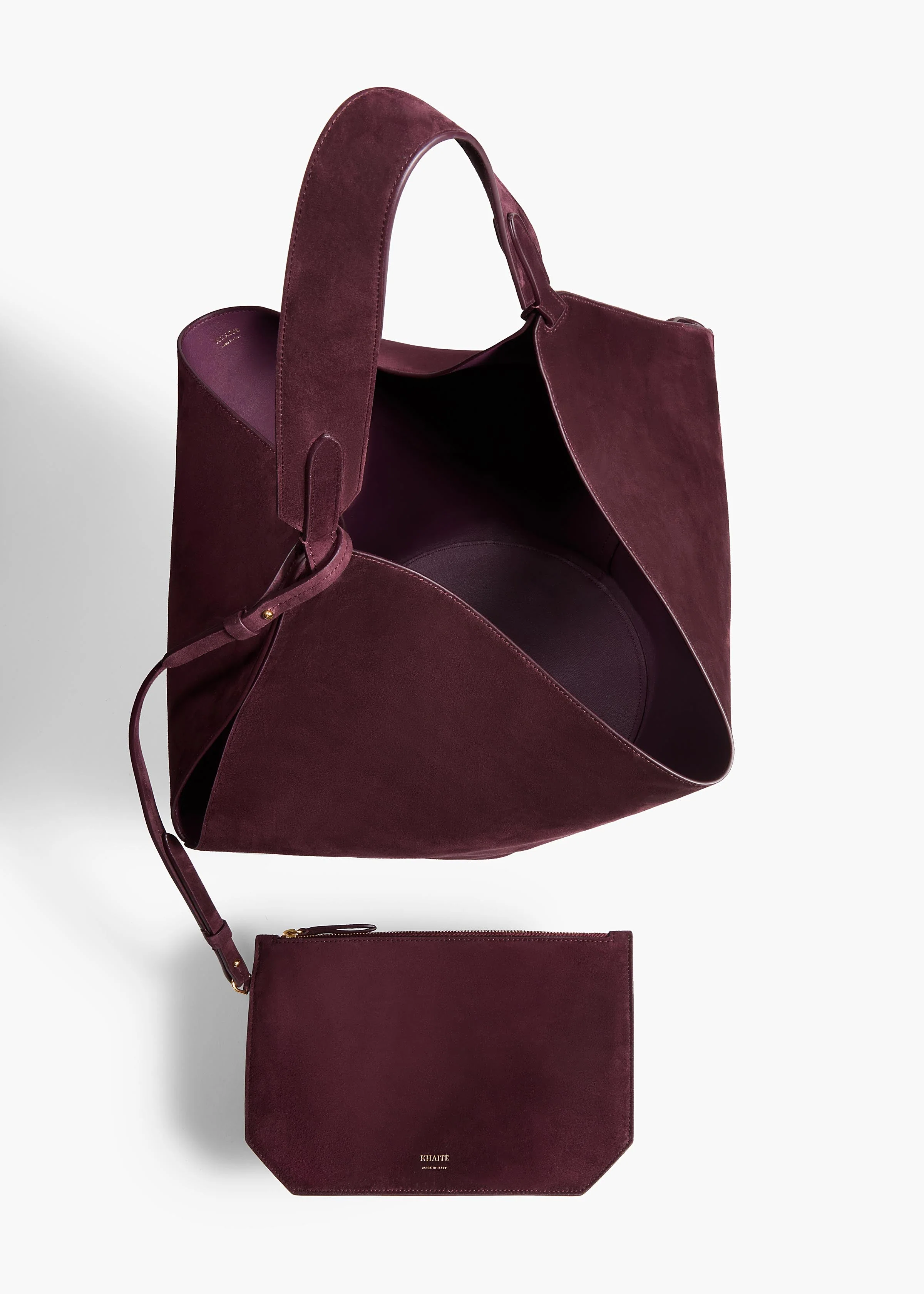 Khaite - Medium Lotus Tote in Rouge Noir Suede - Image 9