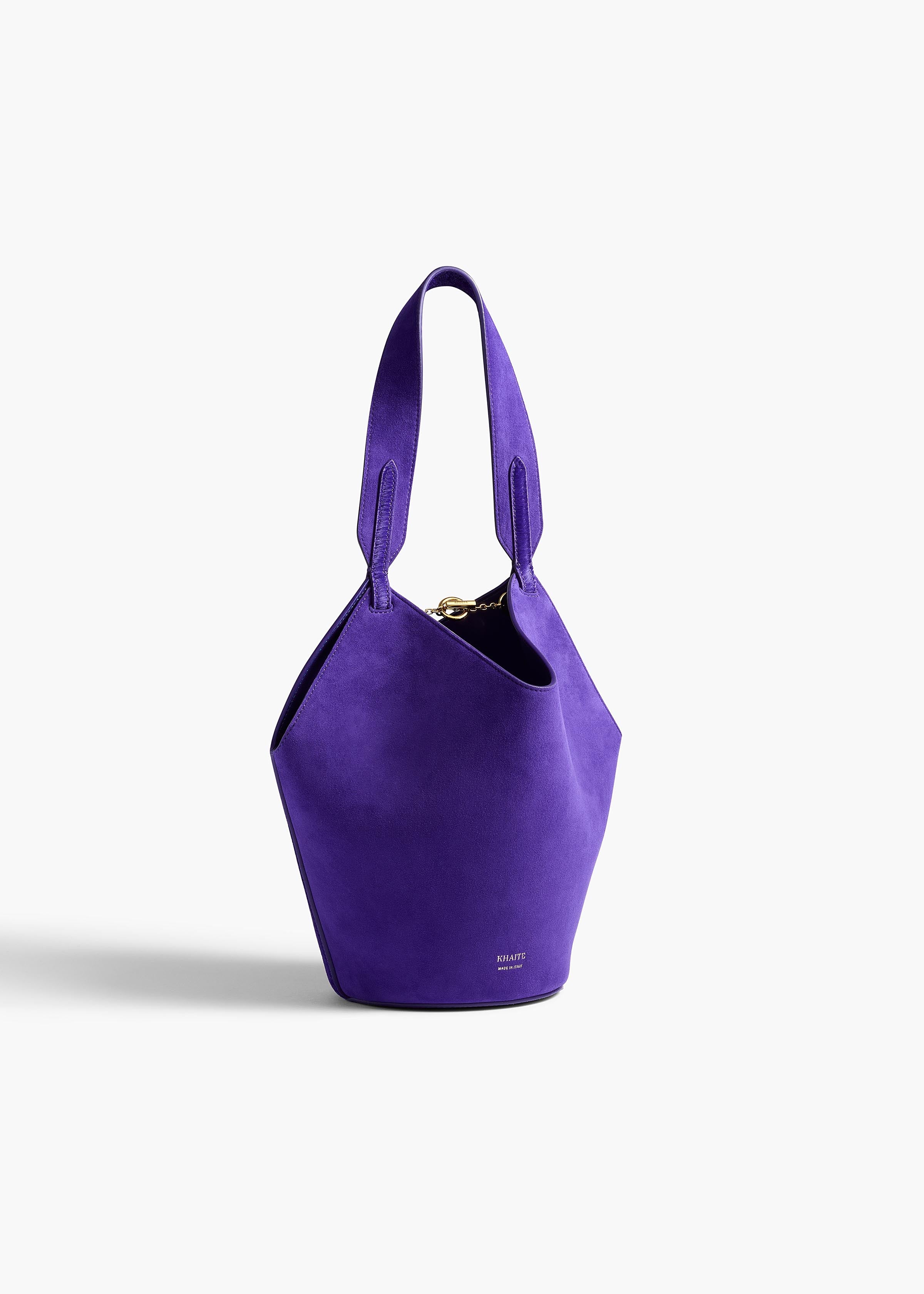 Khaite - Mini Lotus Tote in Amethyst Haircalf and Suede - Image 7