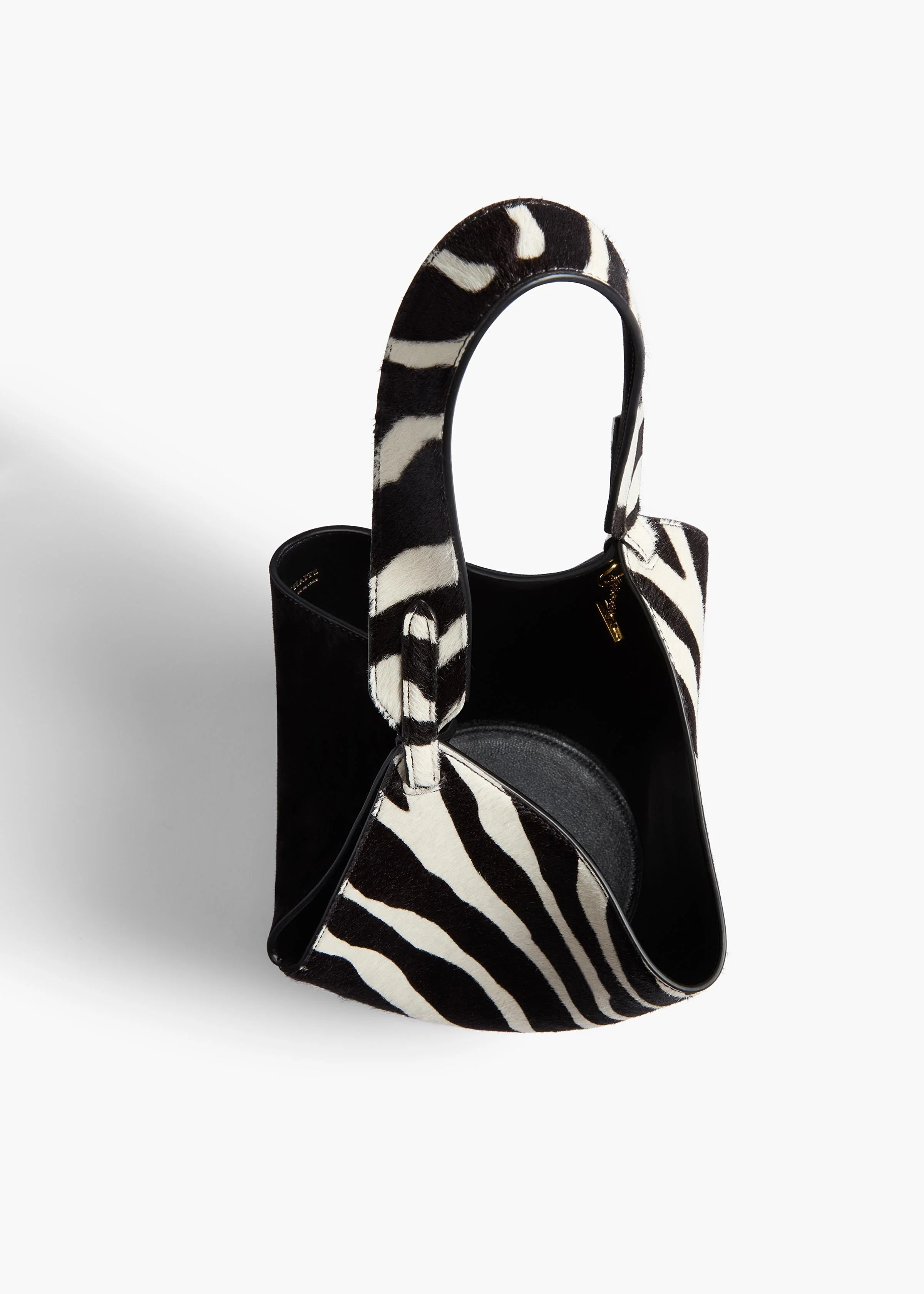 Khaite - Mini Lotus Tote in Zebra Print Haircalf and Black Suede - Image 3