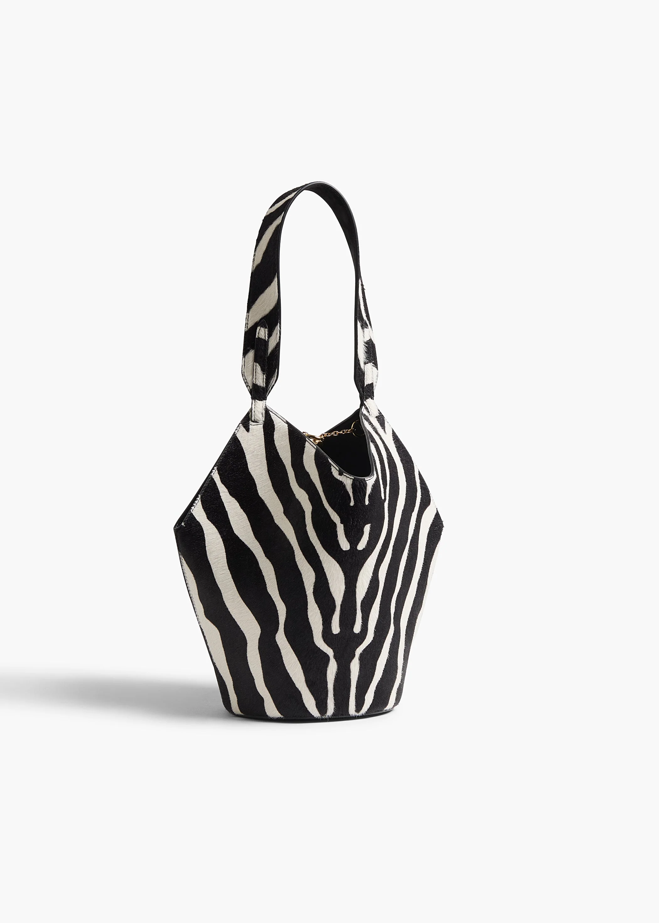 Khaite - Mini Lotus Tote in Zebra Print Haircalf and Black Suede - Image 7