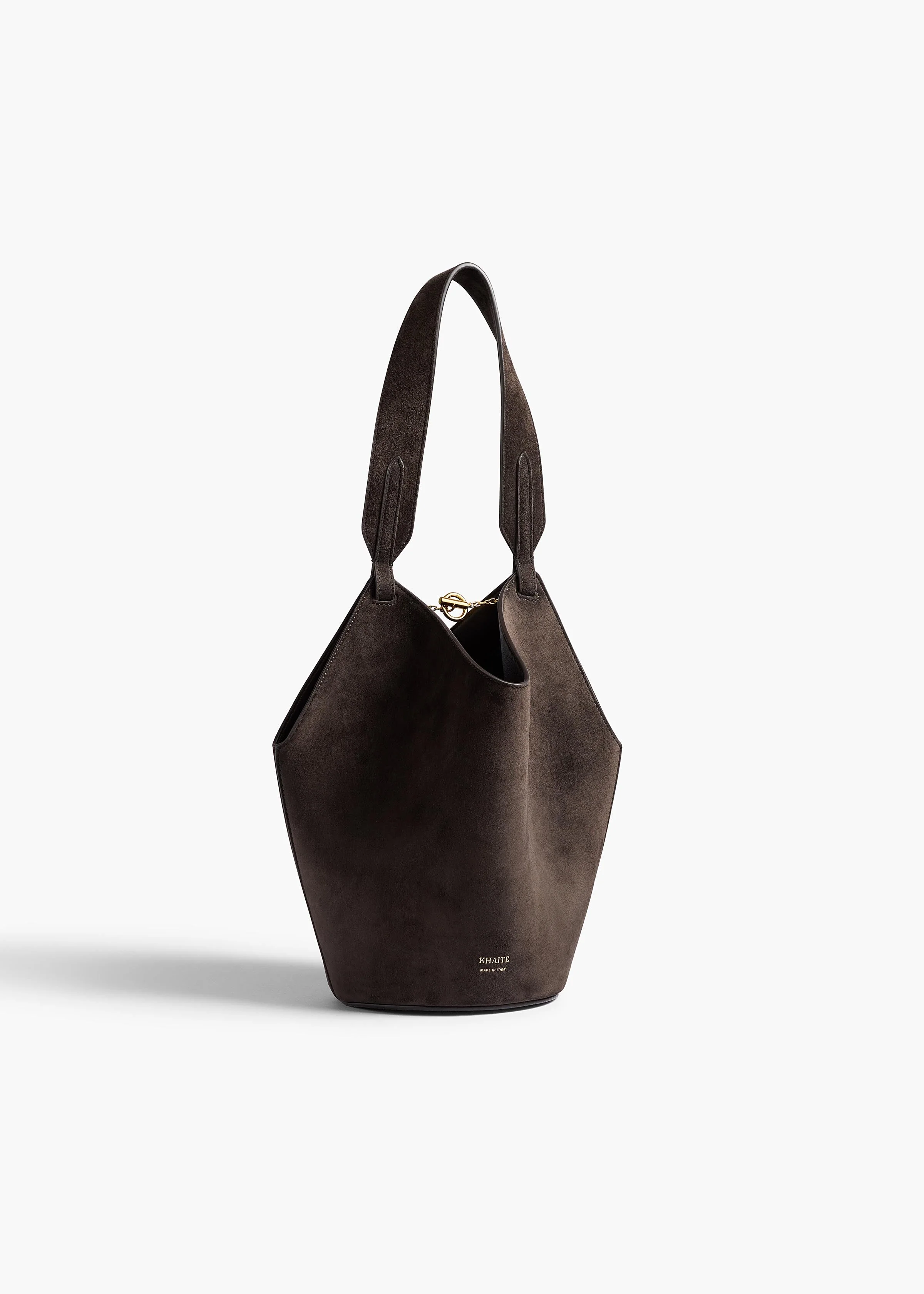 Khaite - Mini Lotus Tote in Dark Brown Suede - Image 7