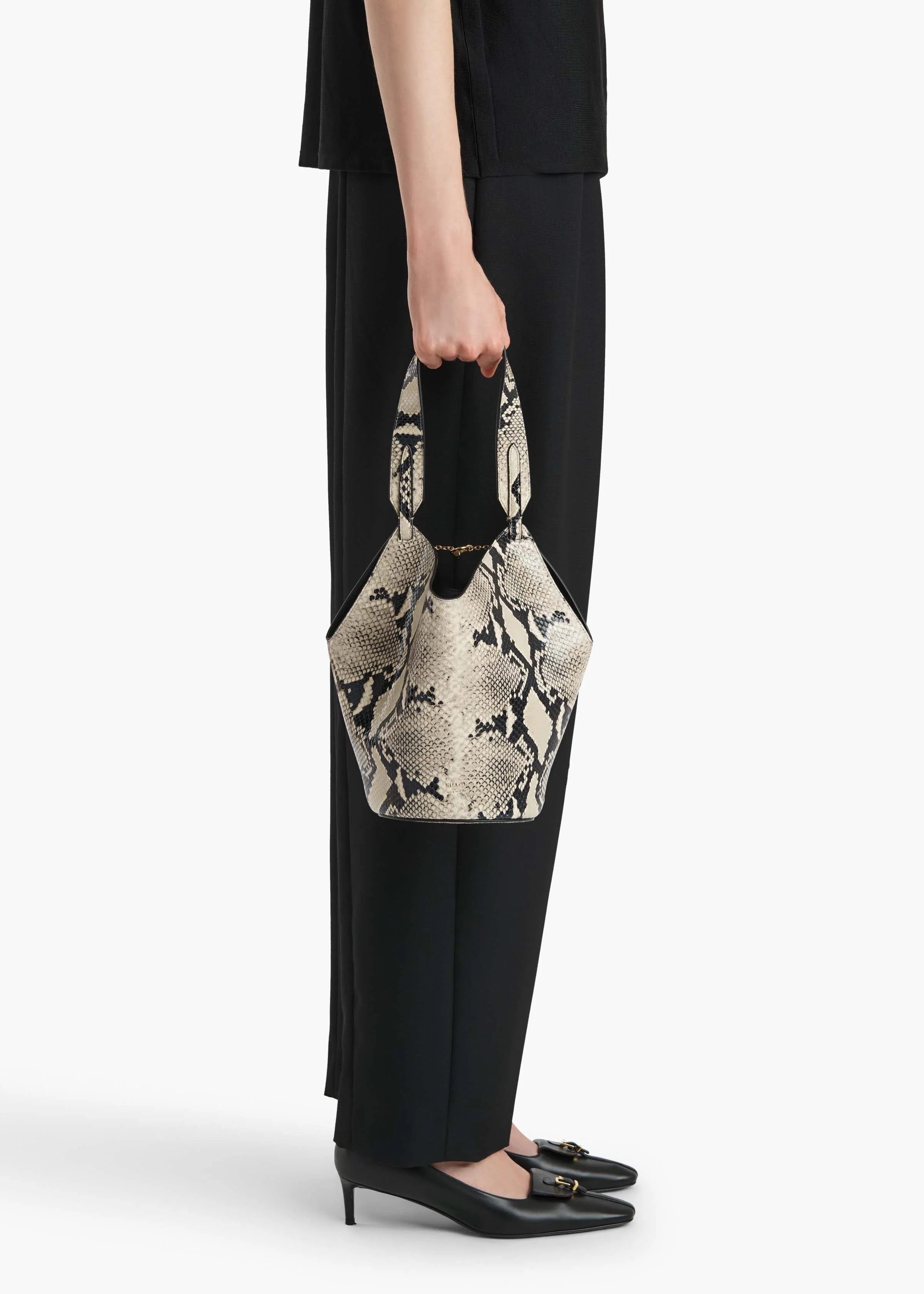 Khaite - Mini Lotus Tote in Natural Python - Embossed Leather - Image 11