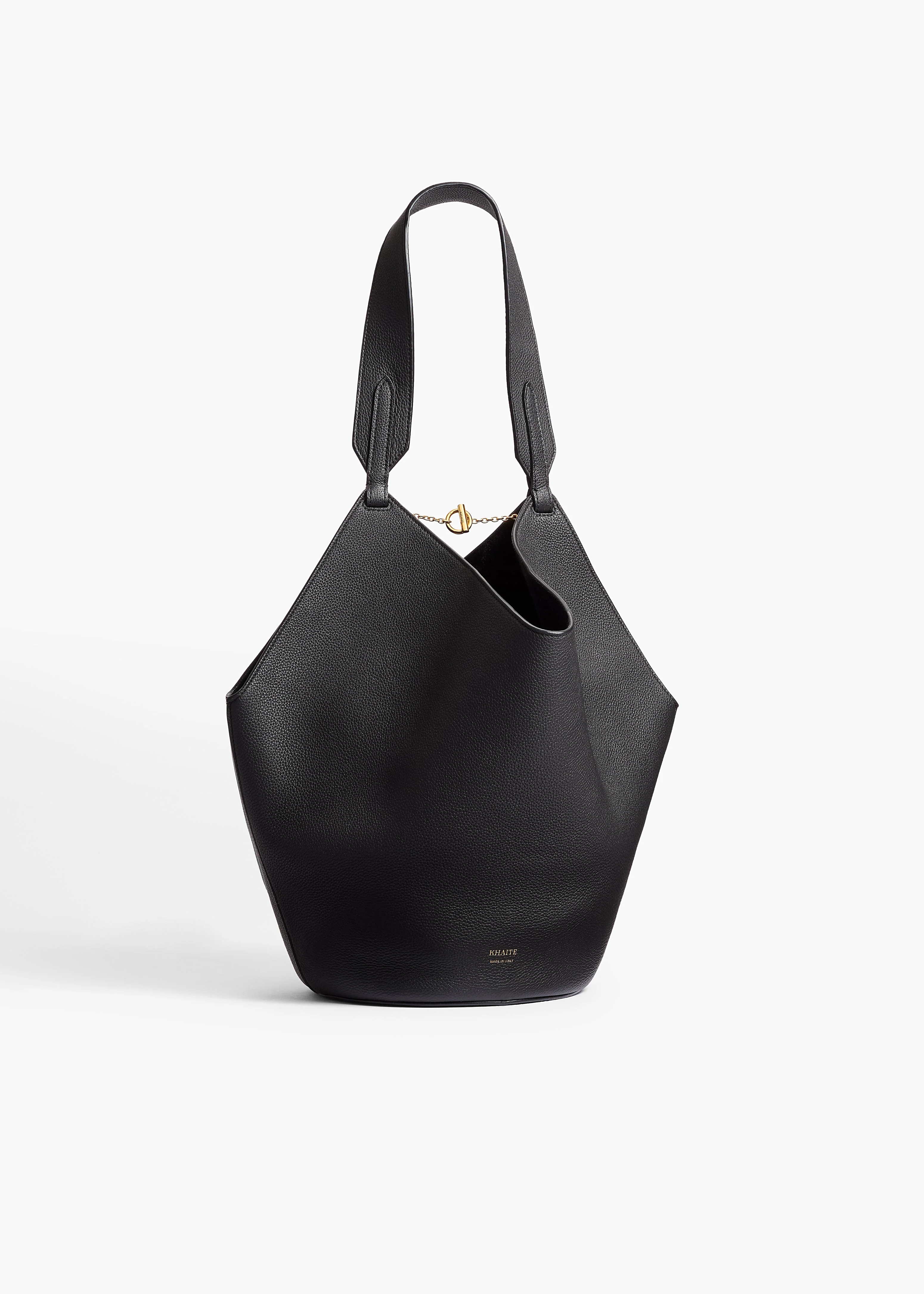 Khaite - Small Lotus Tote in Black Pebbled Leather - Image 7