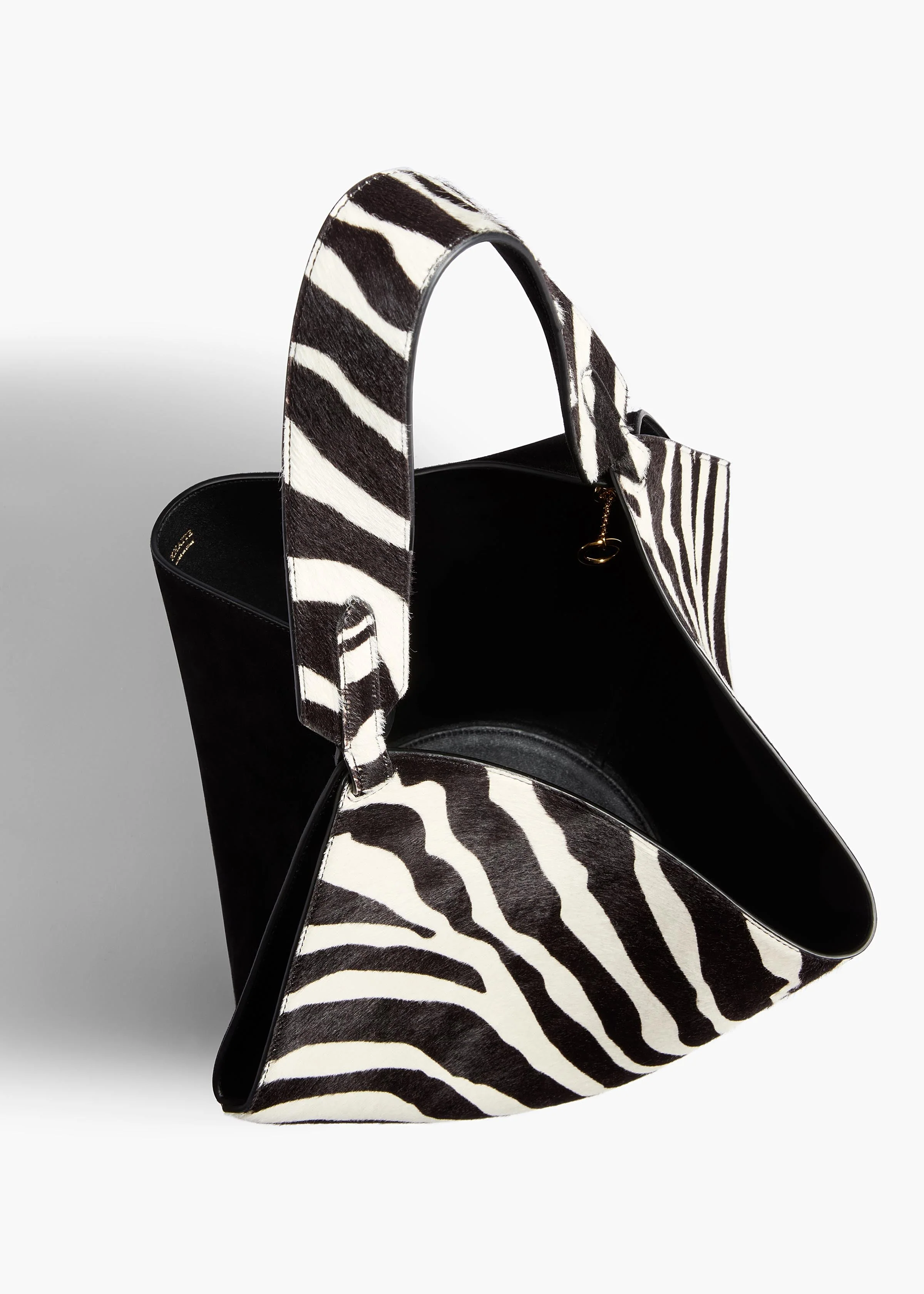 Khaite - Small Lotus Tote in Zebra Print Haircalf and Black Suede - Image 3