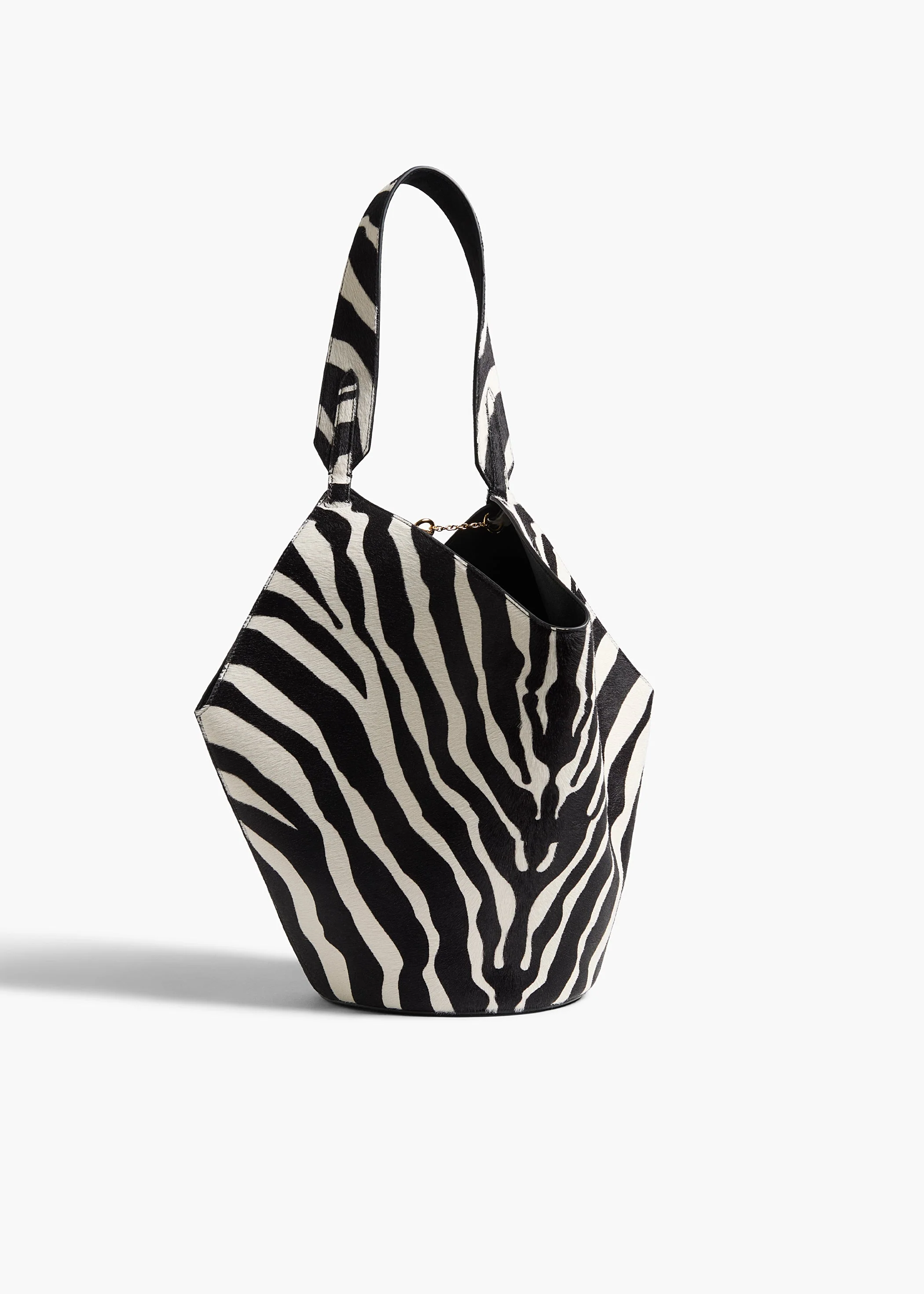 Khaite - Small Lotus Tote in Zebra Print Haircalf and Black Suede - Image 7