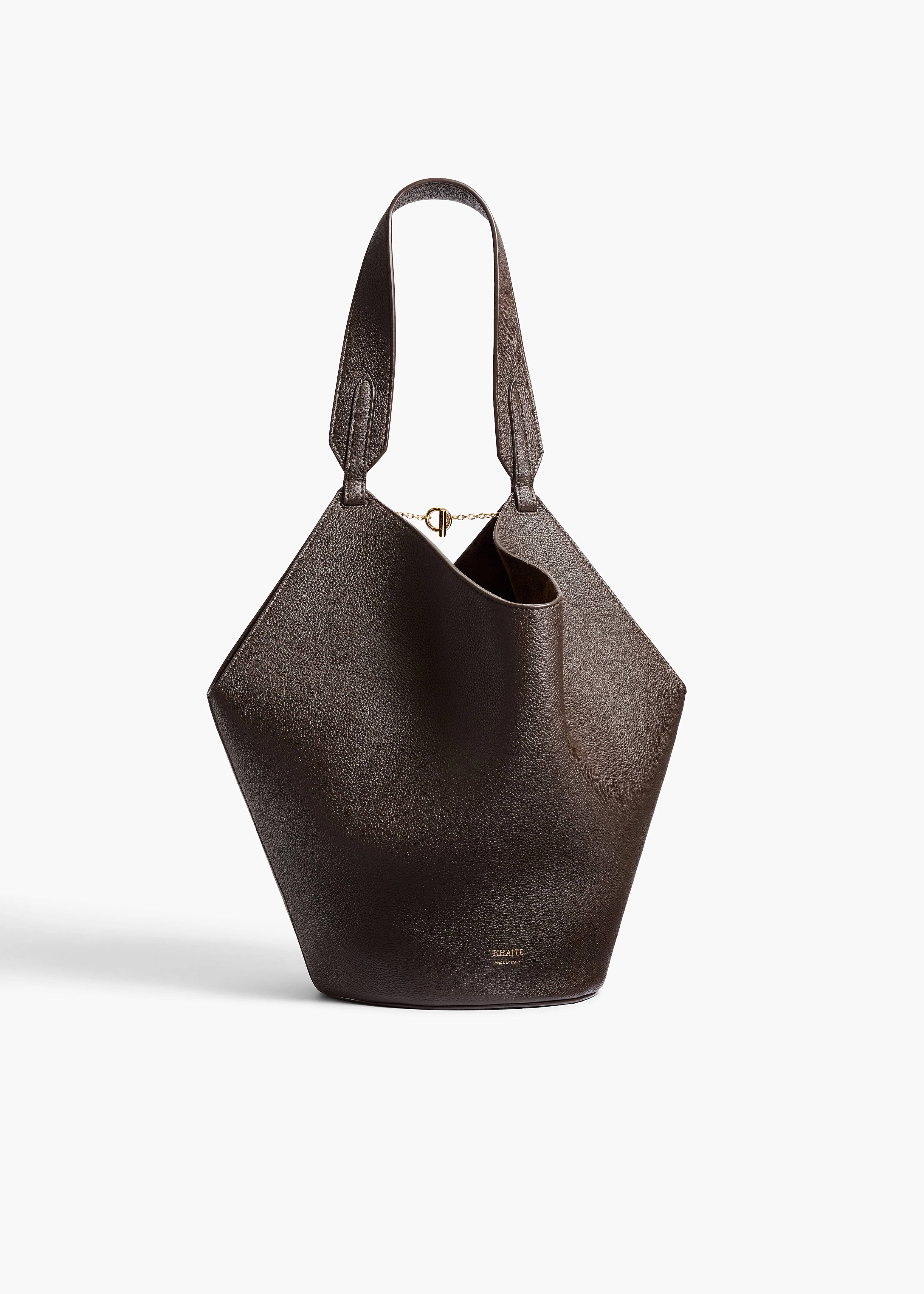 Khaite - Small Lotus Tote in Dark Brown Pebbled Leather