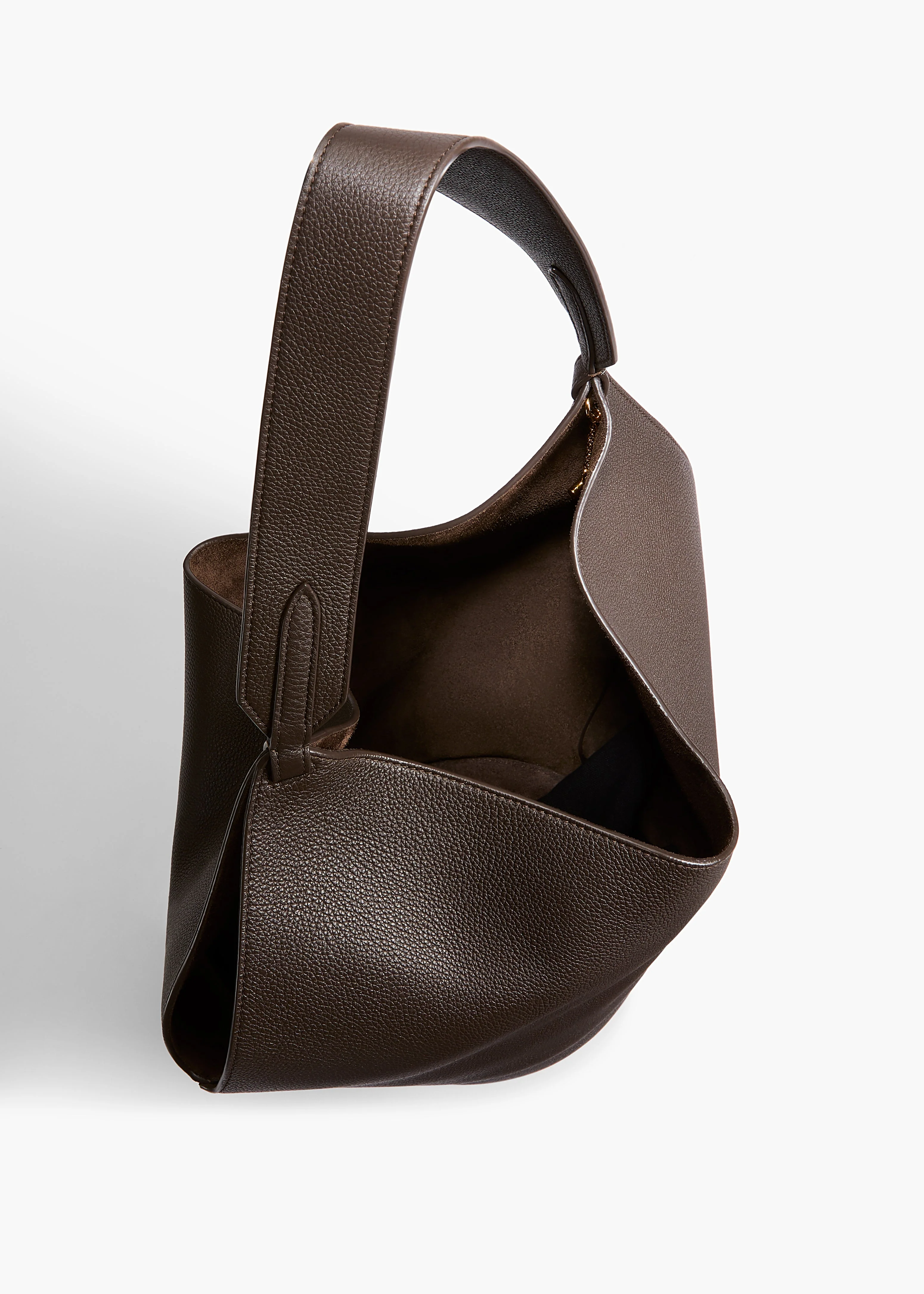 Khaite - Small Lotus Tote in Dark Brown Pebbled Leather - Image 3