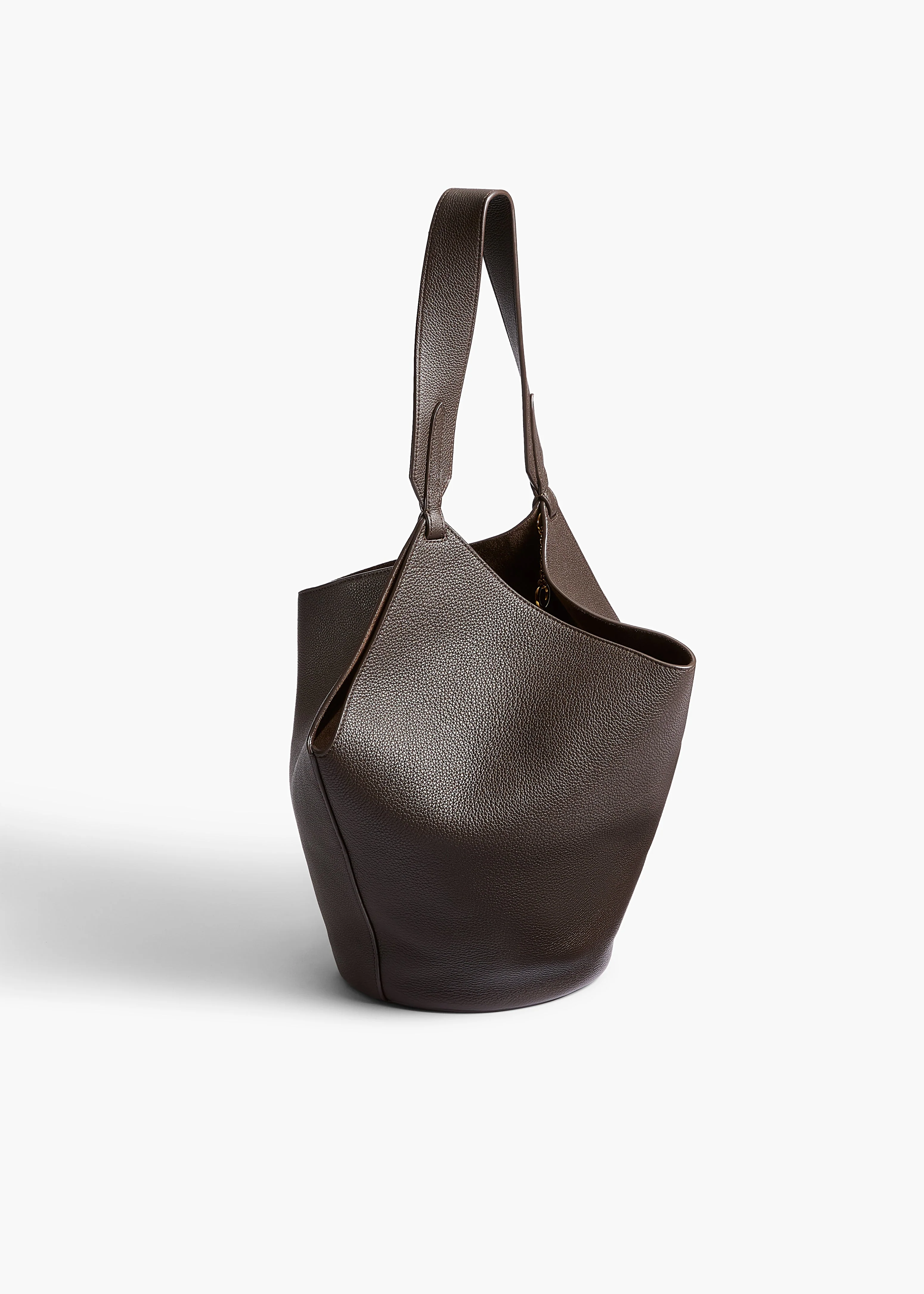 Khaite - Small Lotus Tote in Dark Brown Pebbled Leather - Image 8