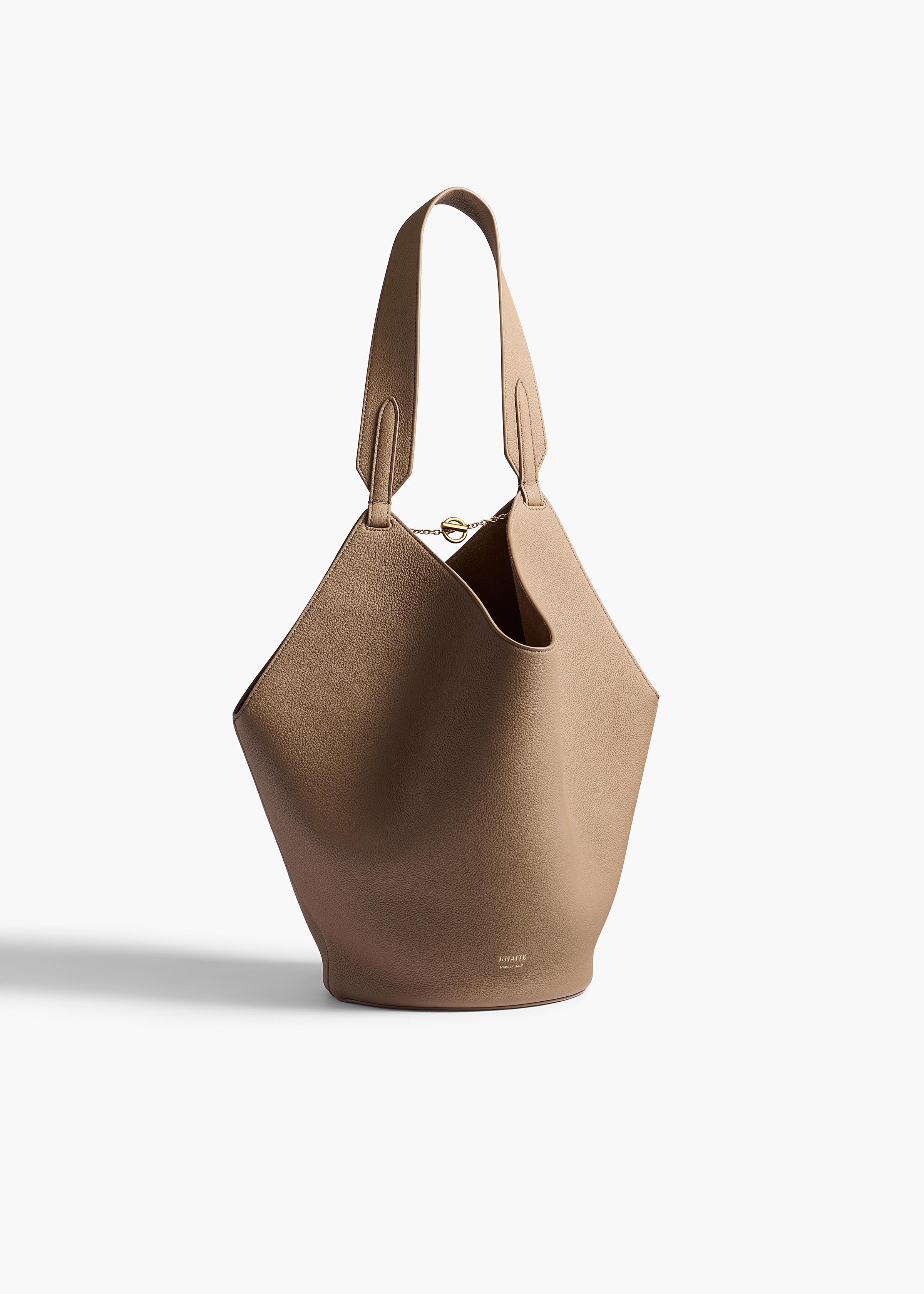 Khaite - Small Lotus Tote in Mokka Pebbled Leather - Image 7
