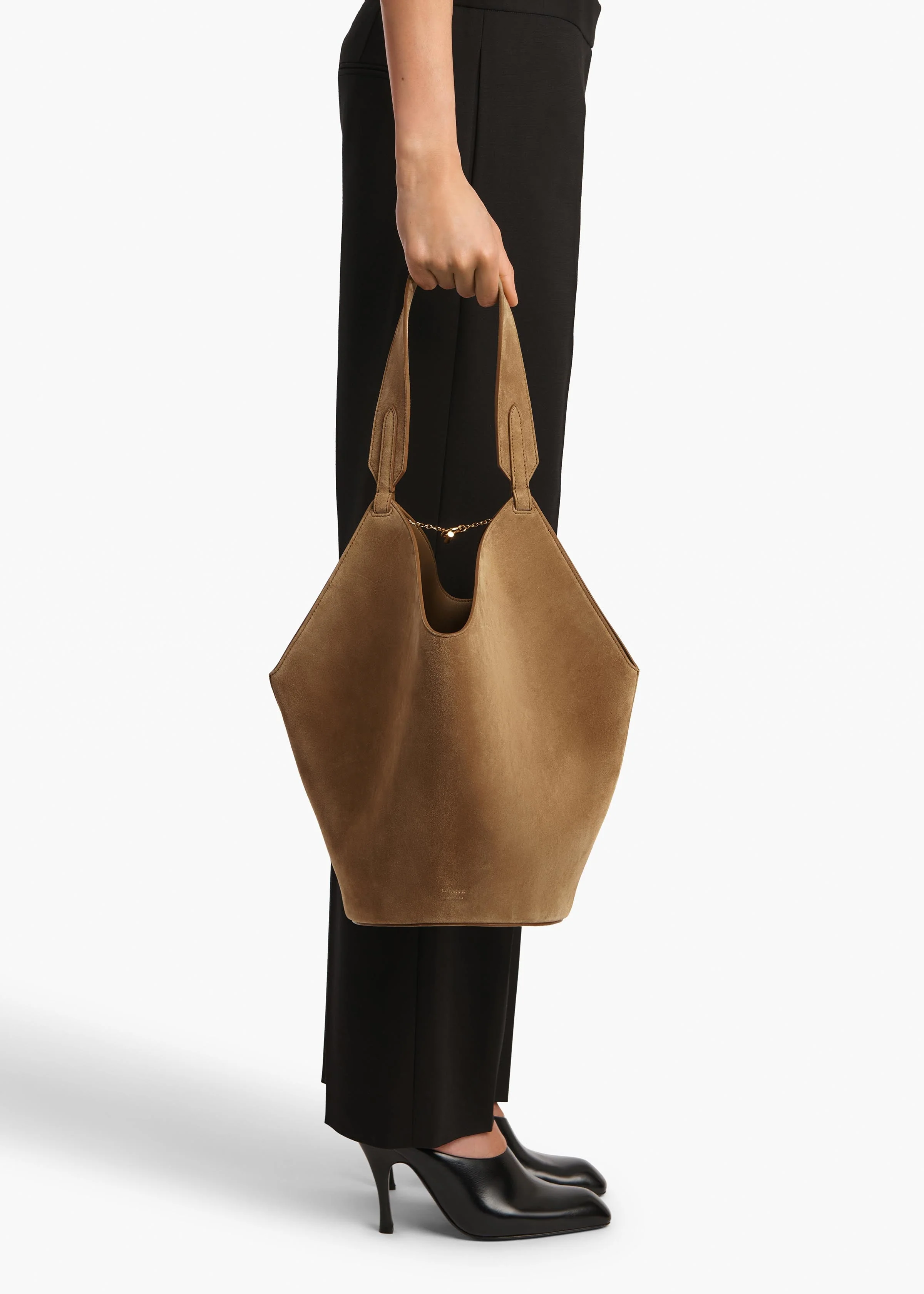Khaite - Small Lotus Tote in Mud Suede - Image 11