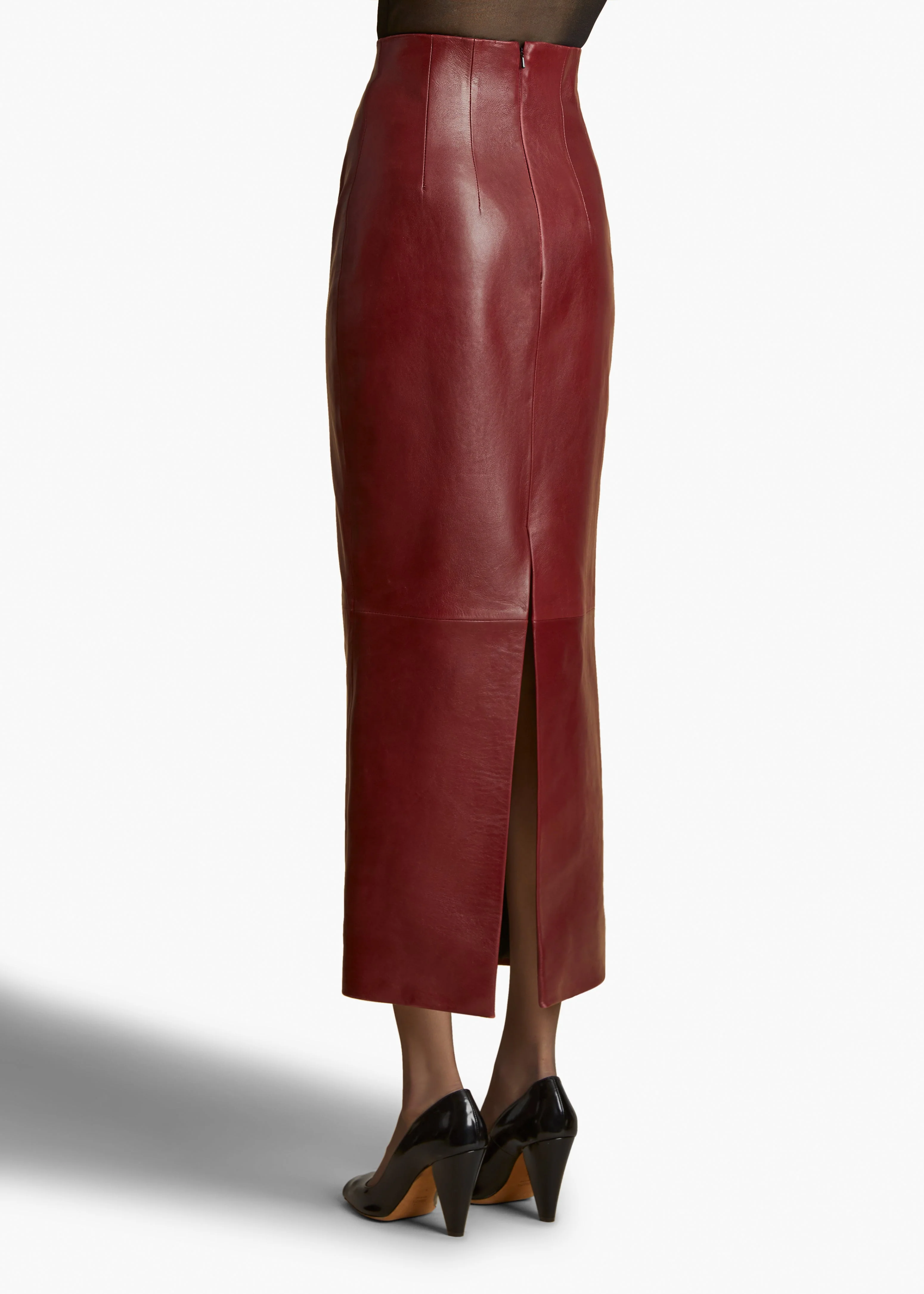 Khaite - Loxley Skirt in Oxblood Leather - Image 11
