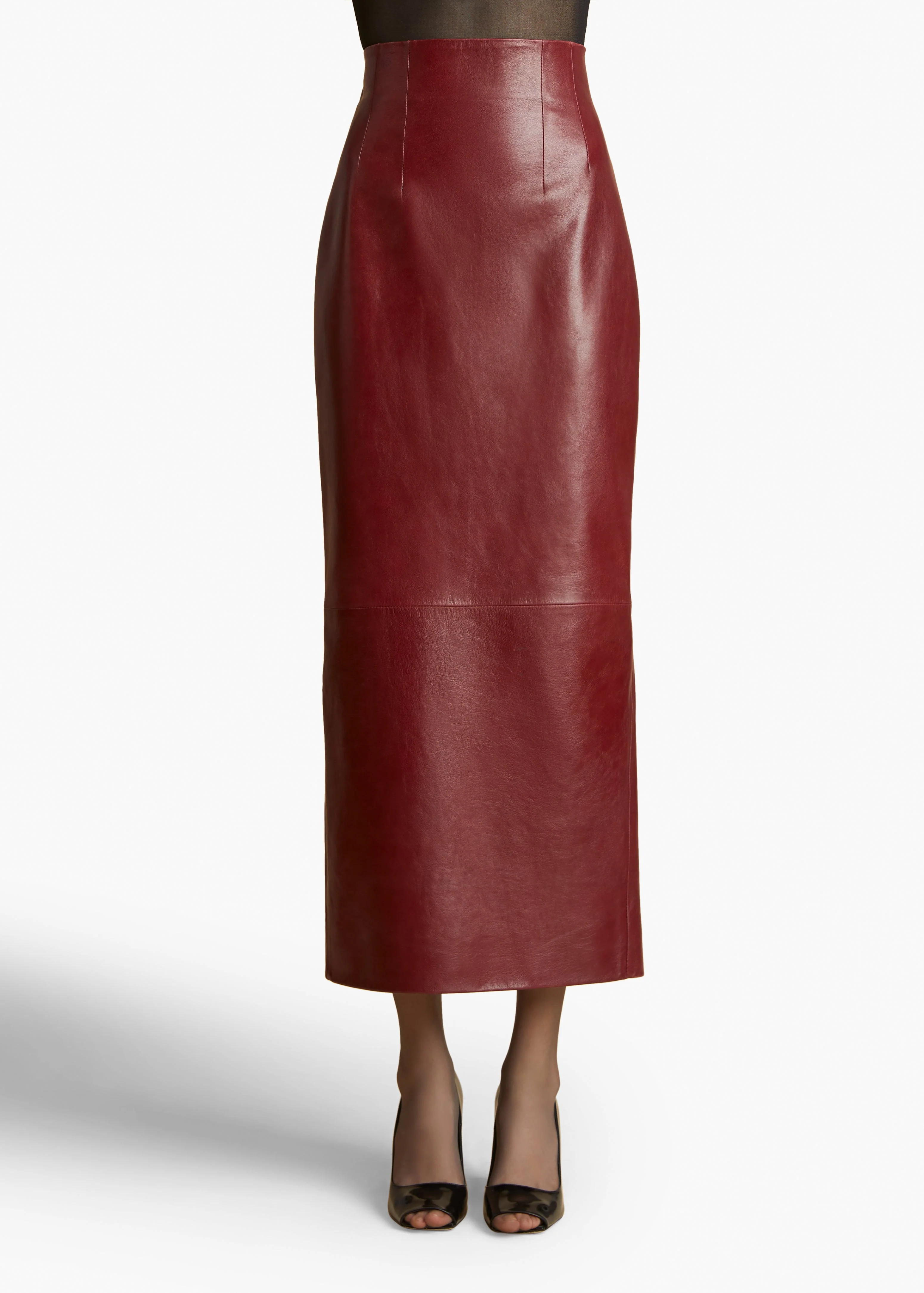 Khaite - Loxley Skirt in Oxblood Leather - Image 3
