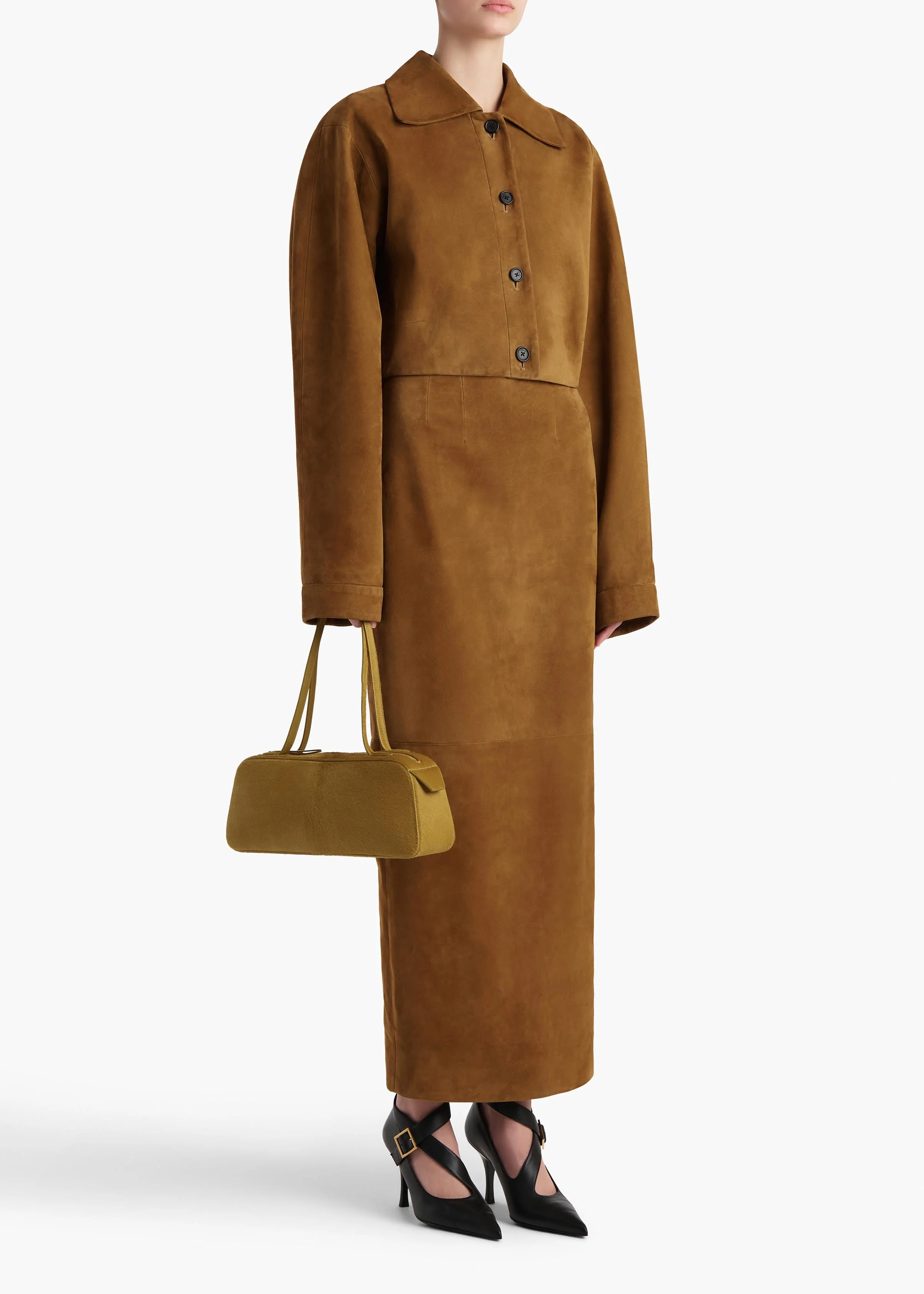 Khaite - Loxley Skirt in Toffee Suede - Image 2