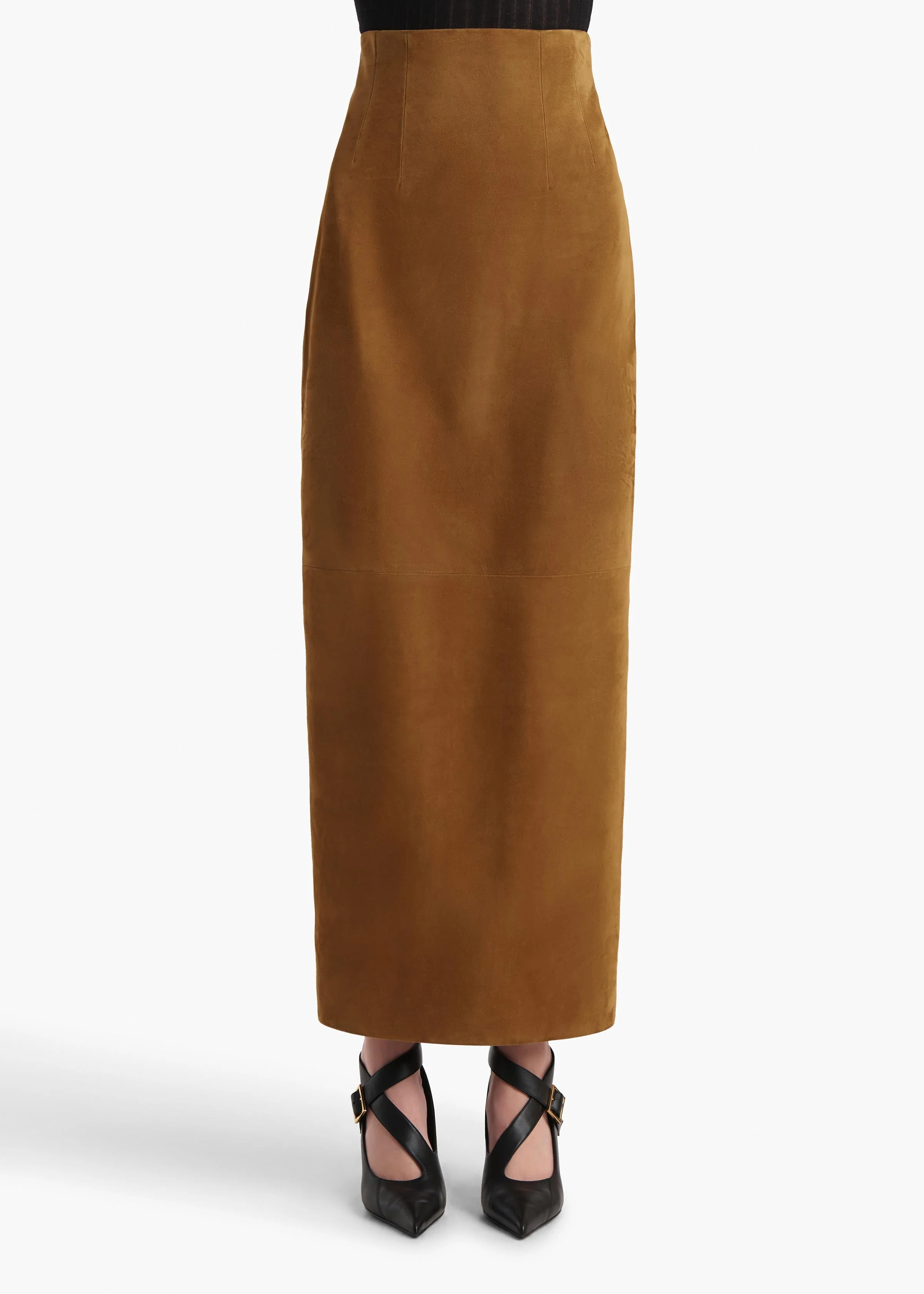 Khaite - Loxley Skirt in Toffee Suede - Image 3