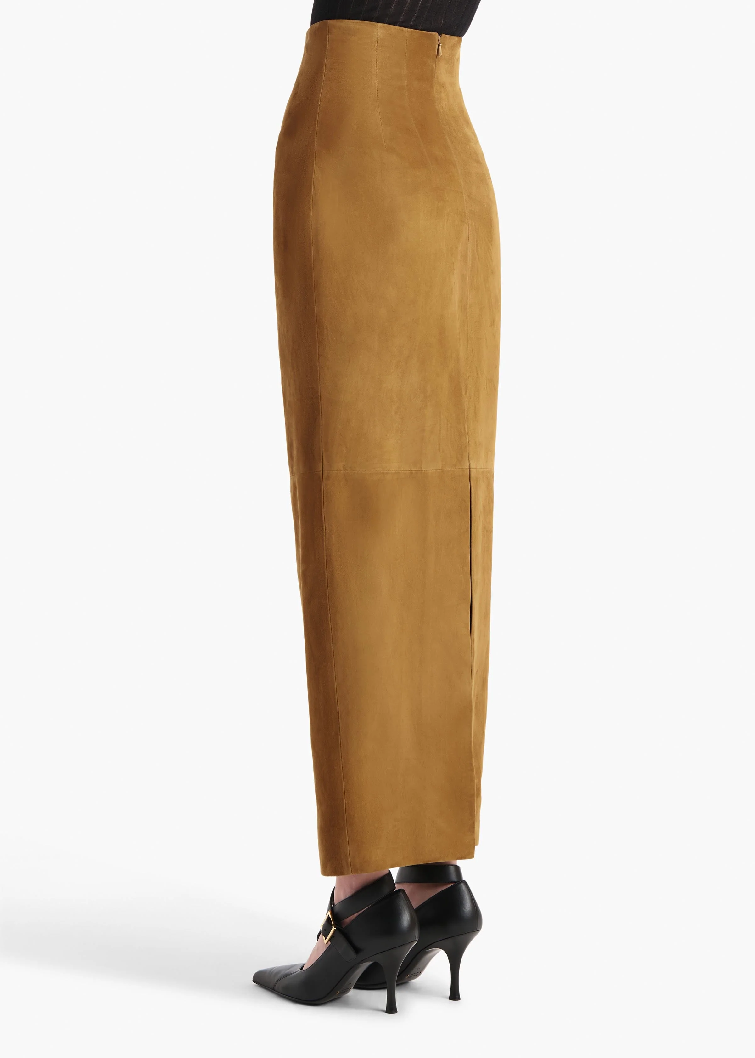 Khaite - Loxley Skirt in Toffee Suede - Image 4