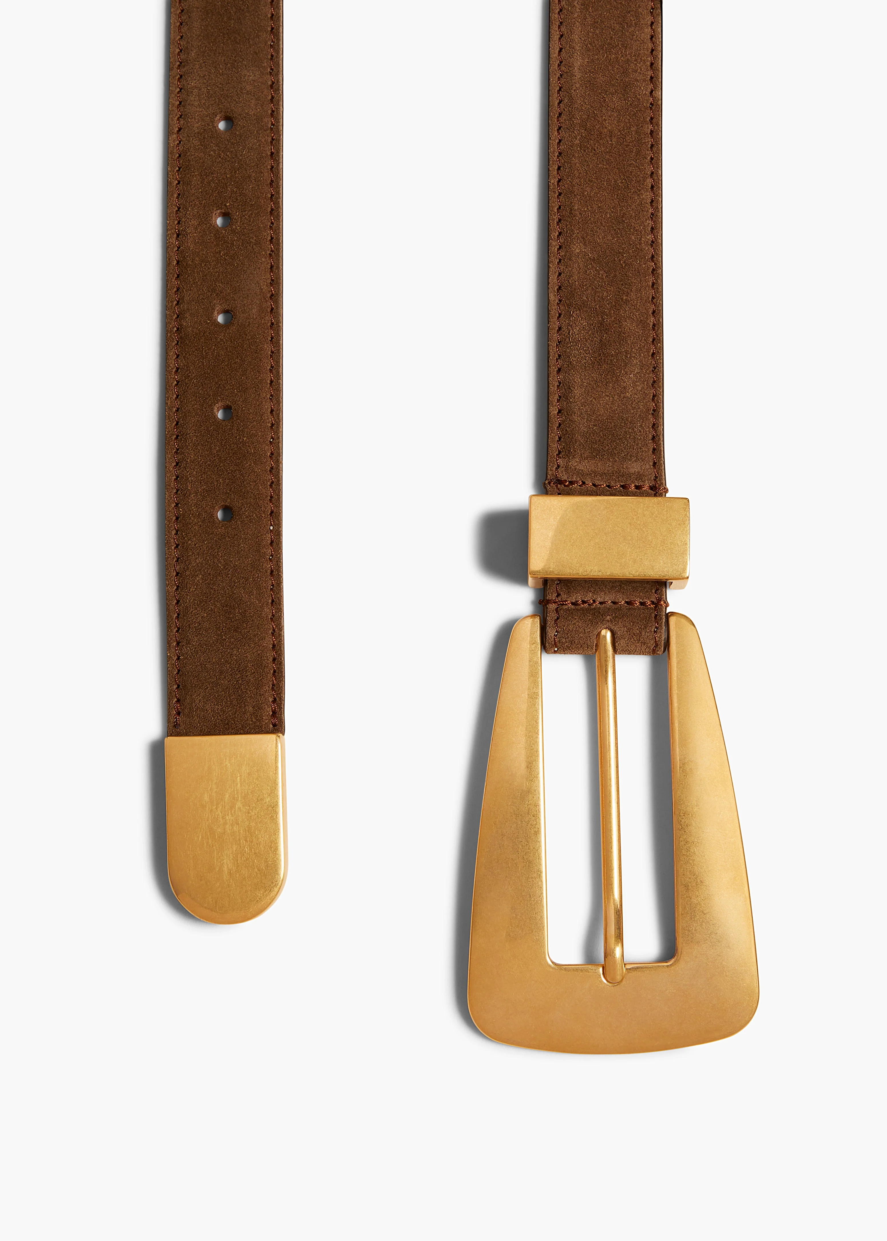 Khaite - Lucca Belt in Mud Suede with Antique Gold - Image 6
