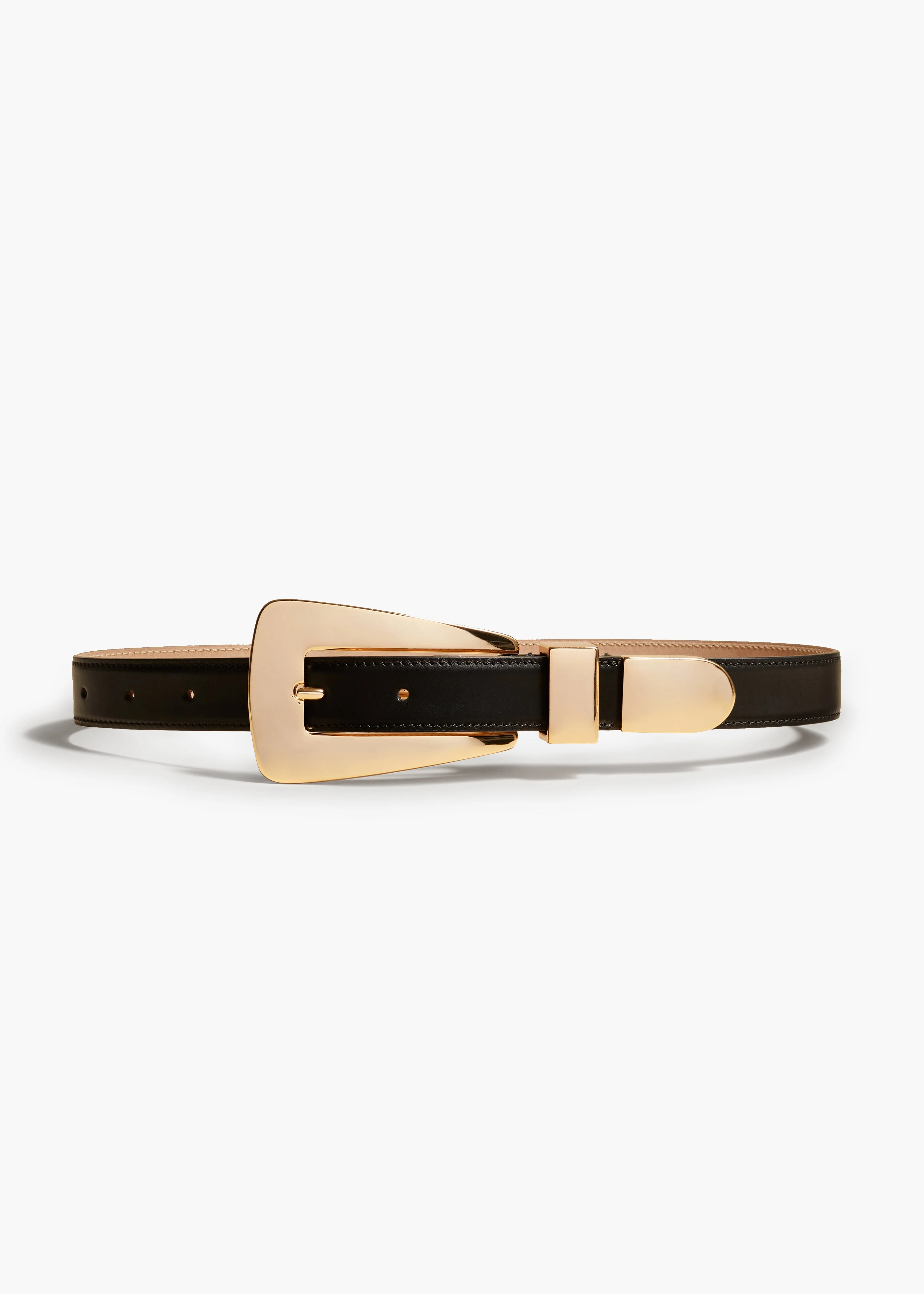 Khaite - Lucca Belt in Black Leather with Gold