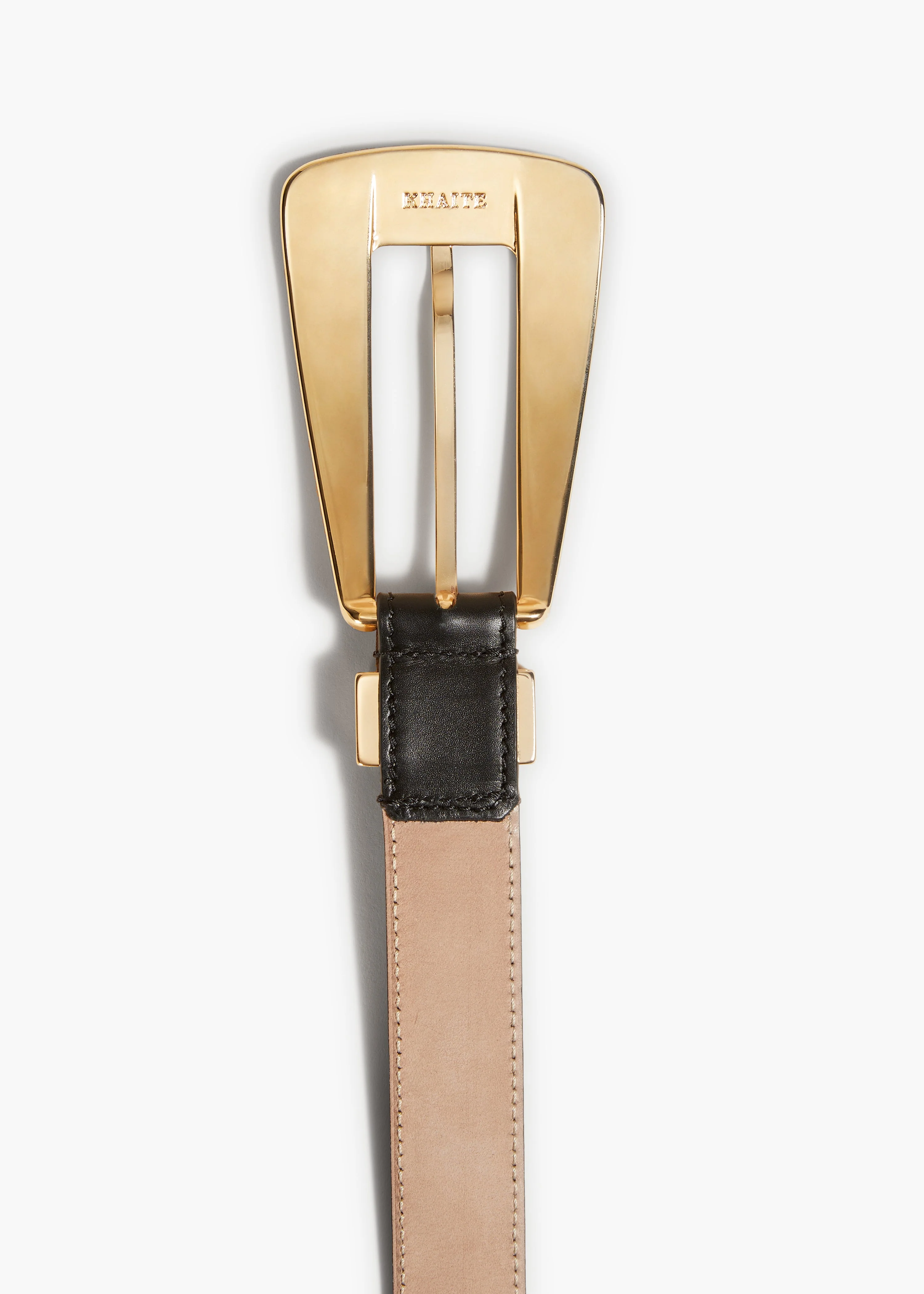 Khaite - Lucca Belt in Black Leather with Gold - Image 3