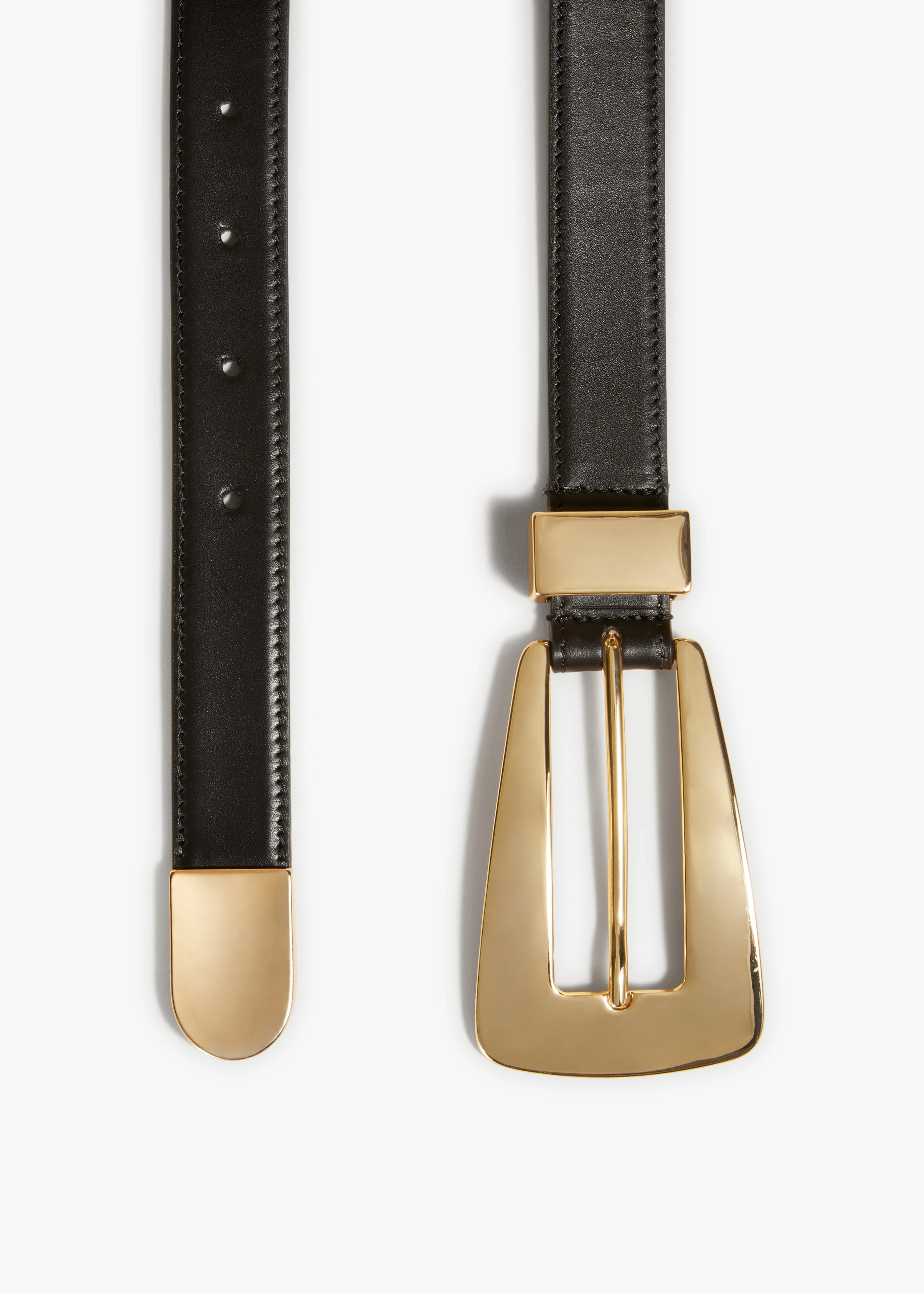 Khaite - Lucca Belt in Black Leather with Gold - Image 8
