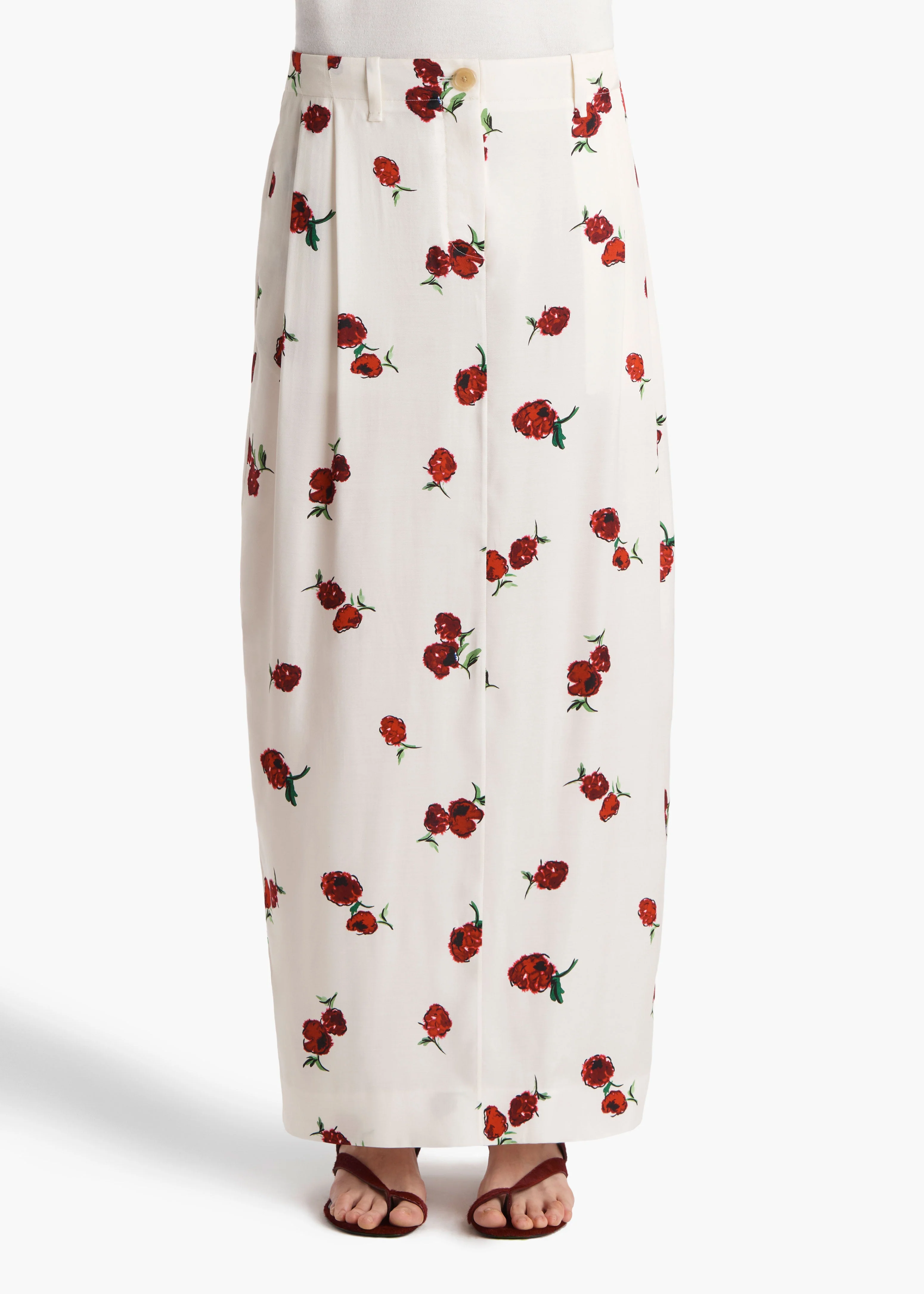 Khaite - Lucian Skirt in Cream with Raspberry Print - Image 3