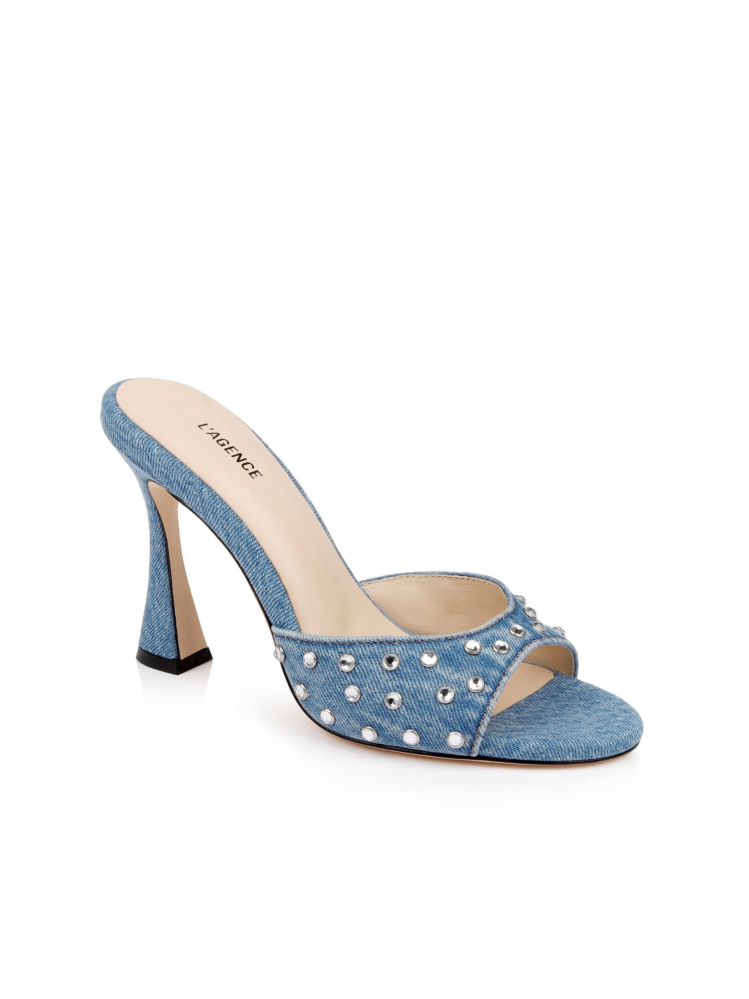 L'AGENCE - Lucienne Embellished Denim Mule - Image 6