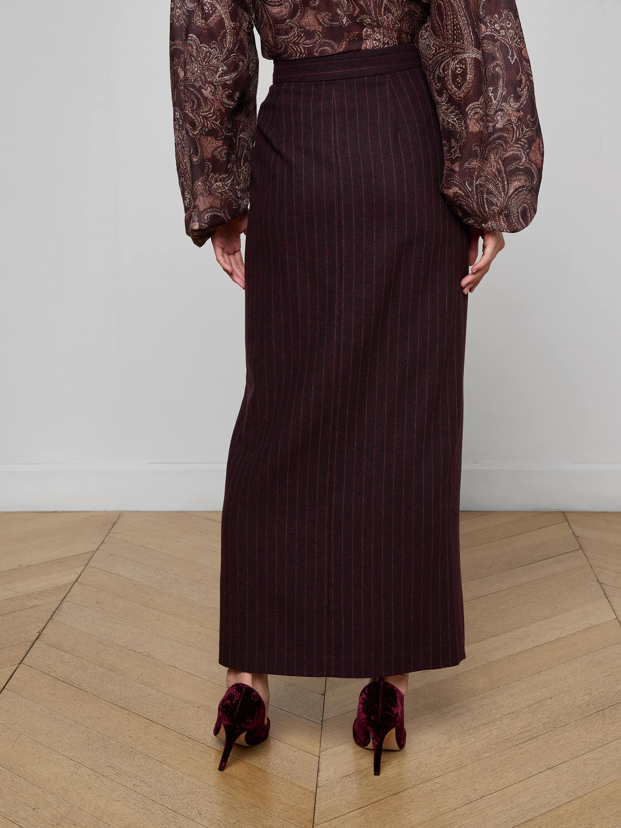 L'AGENCE - Maceline Pinstriped Maxi Skirt - Image 4