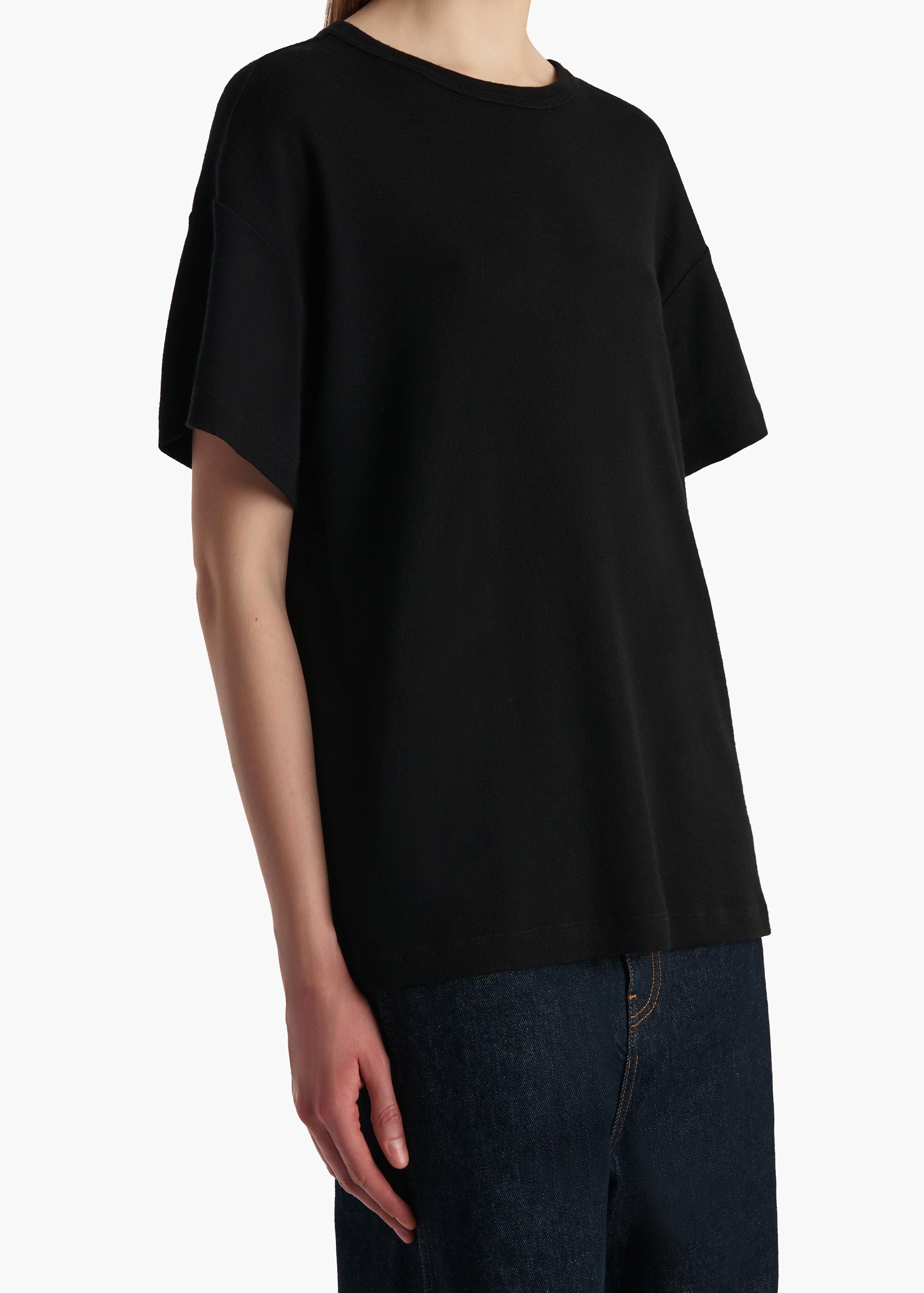 Khaite - Maeve T - Shirt in Black Silk Cashmere Jersey - Image 12