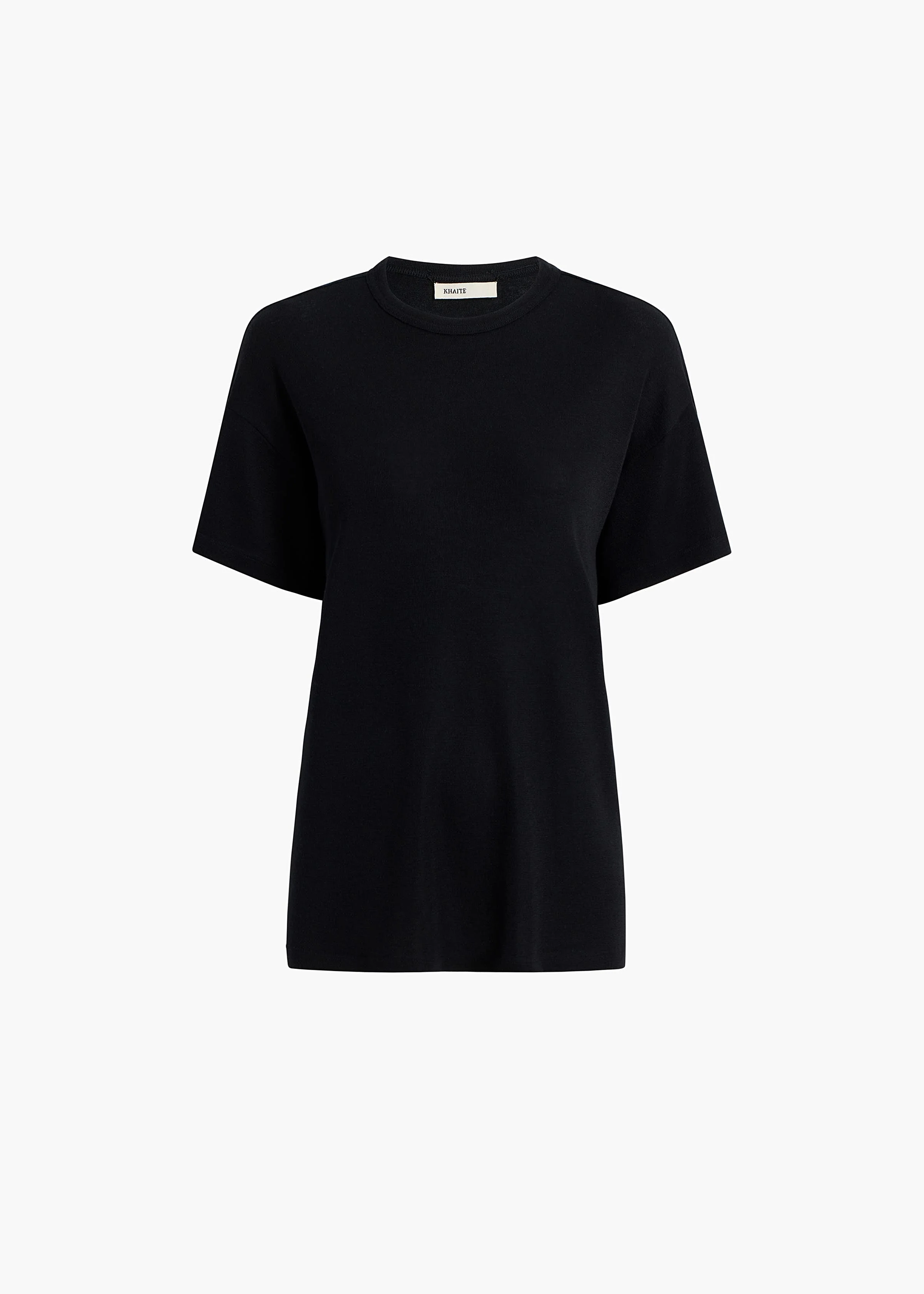 Khaite - Maeve T - Shirt in Black Silk Cashmere Jersey - Image 8