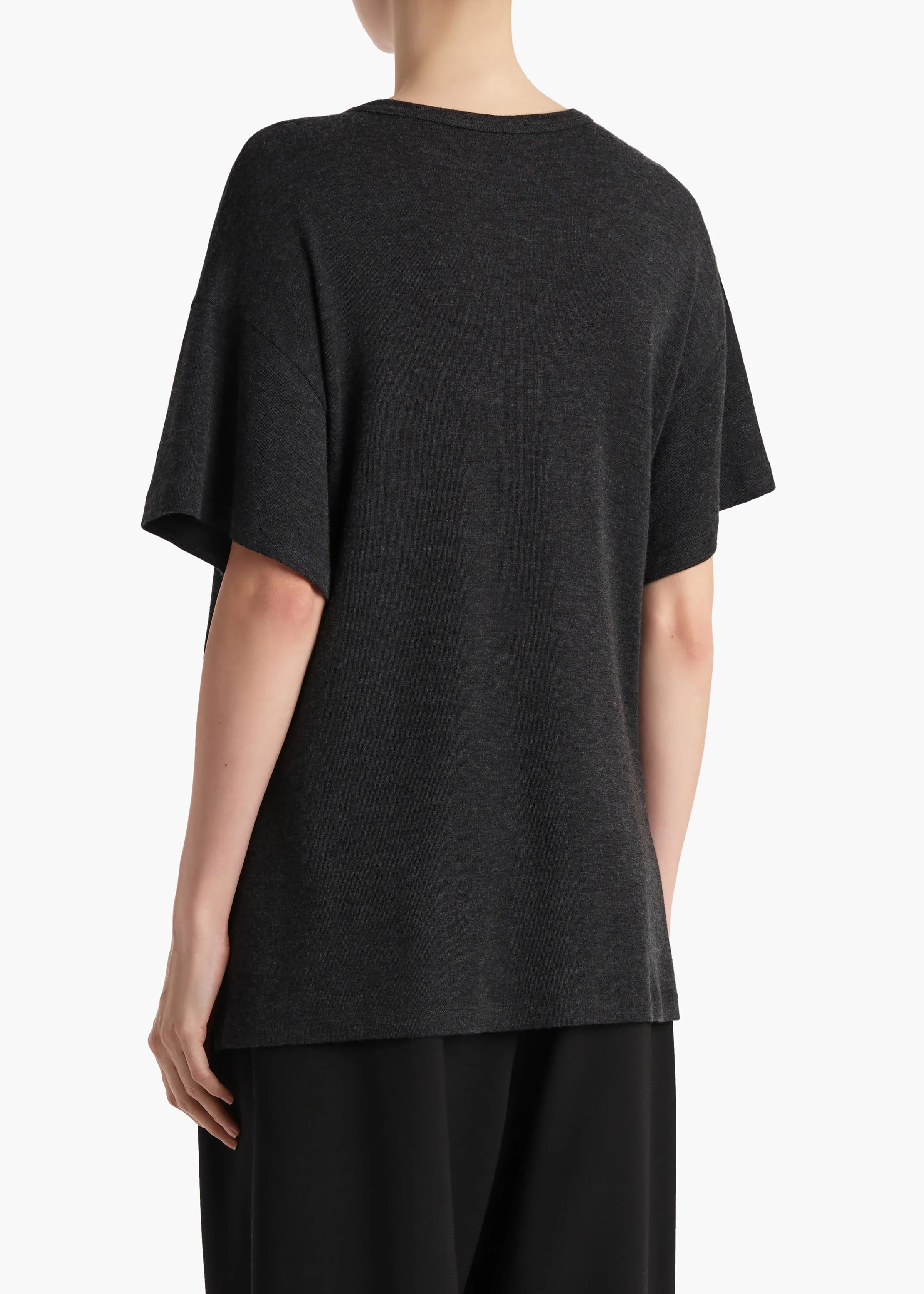 Khaite - Maeve T - Shirt in Charcoal Silk Cashmere Jersey - Image 11