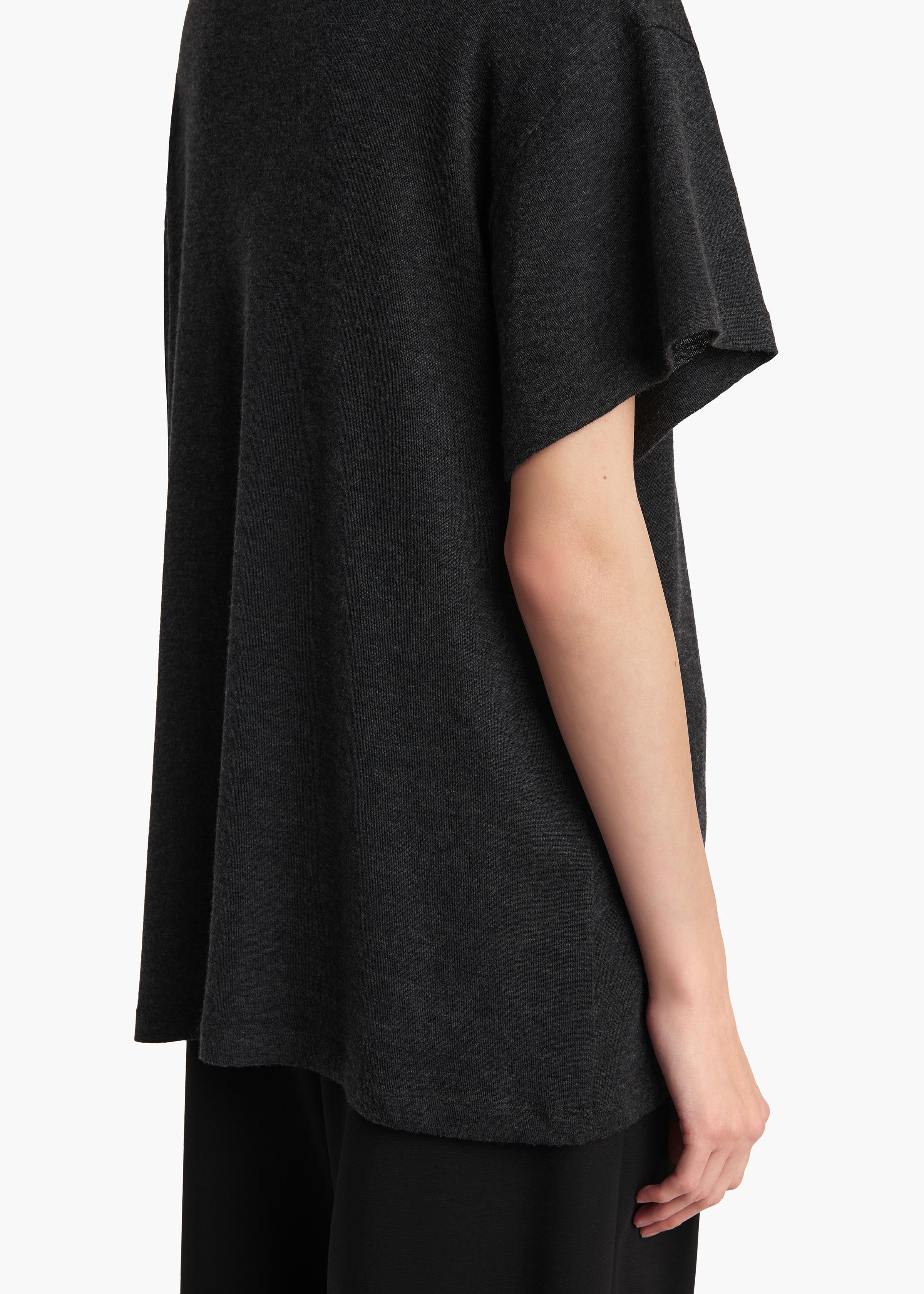 Khaite - Maeve T - Shirt in Charcoal Silk Cashmere Jersey - Image 12