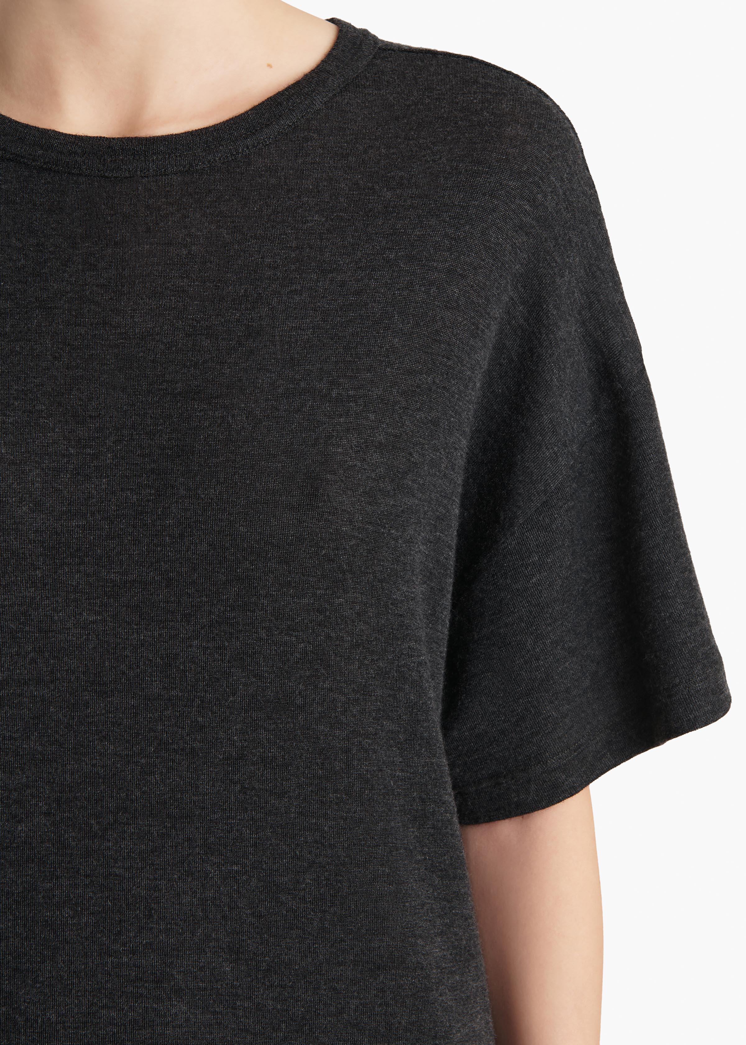 Khaite - Maeve T - Shirt in Charcoal Silk Cashmere Jersey - Image 6