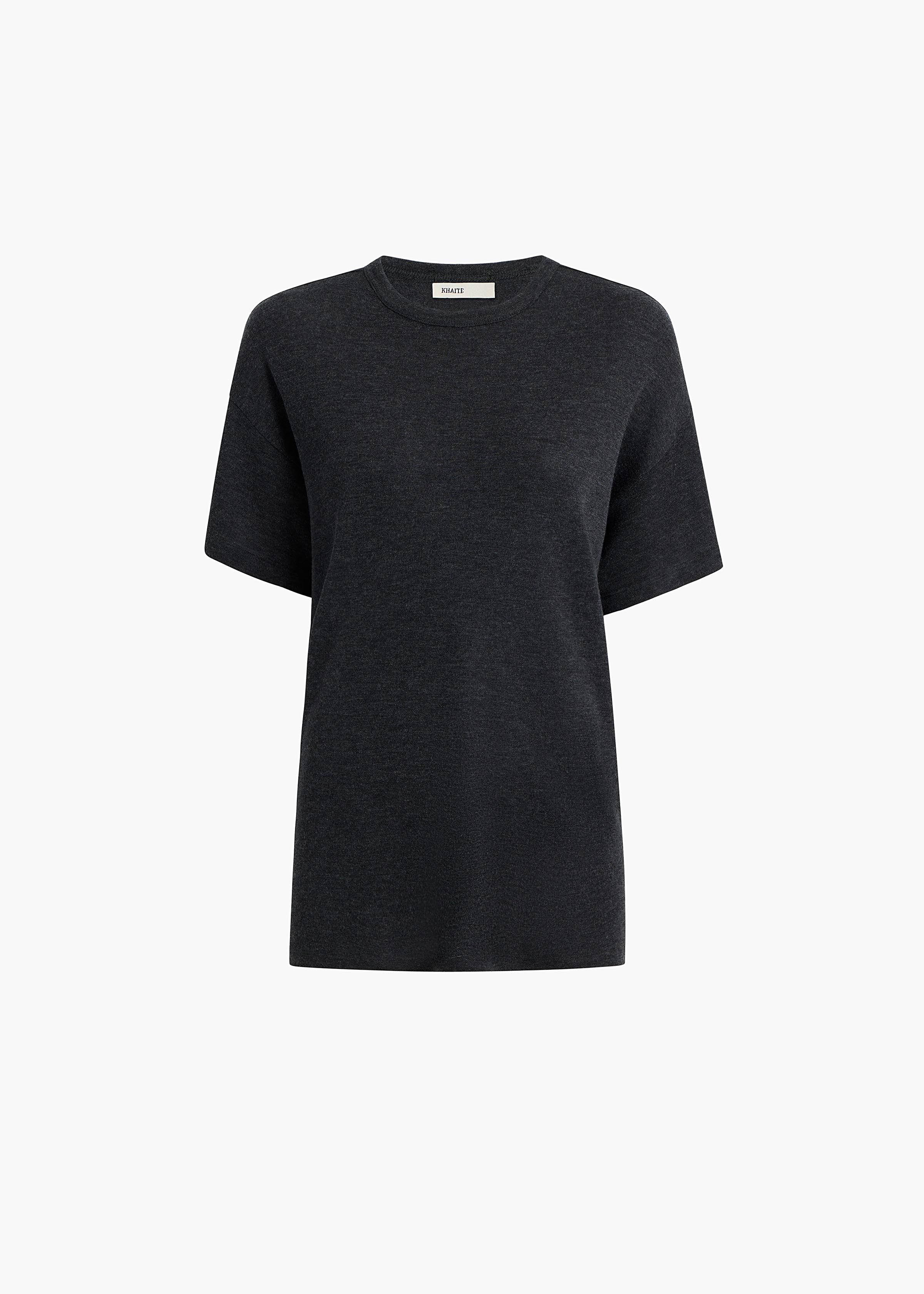 Khaite - Maeve T - Shirt in Charcoal Silk Cashmere Jersey - Image 8