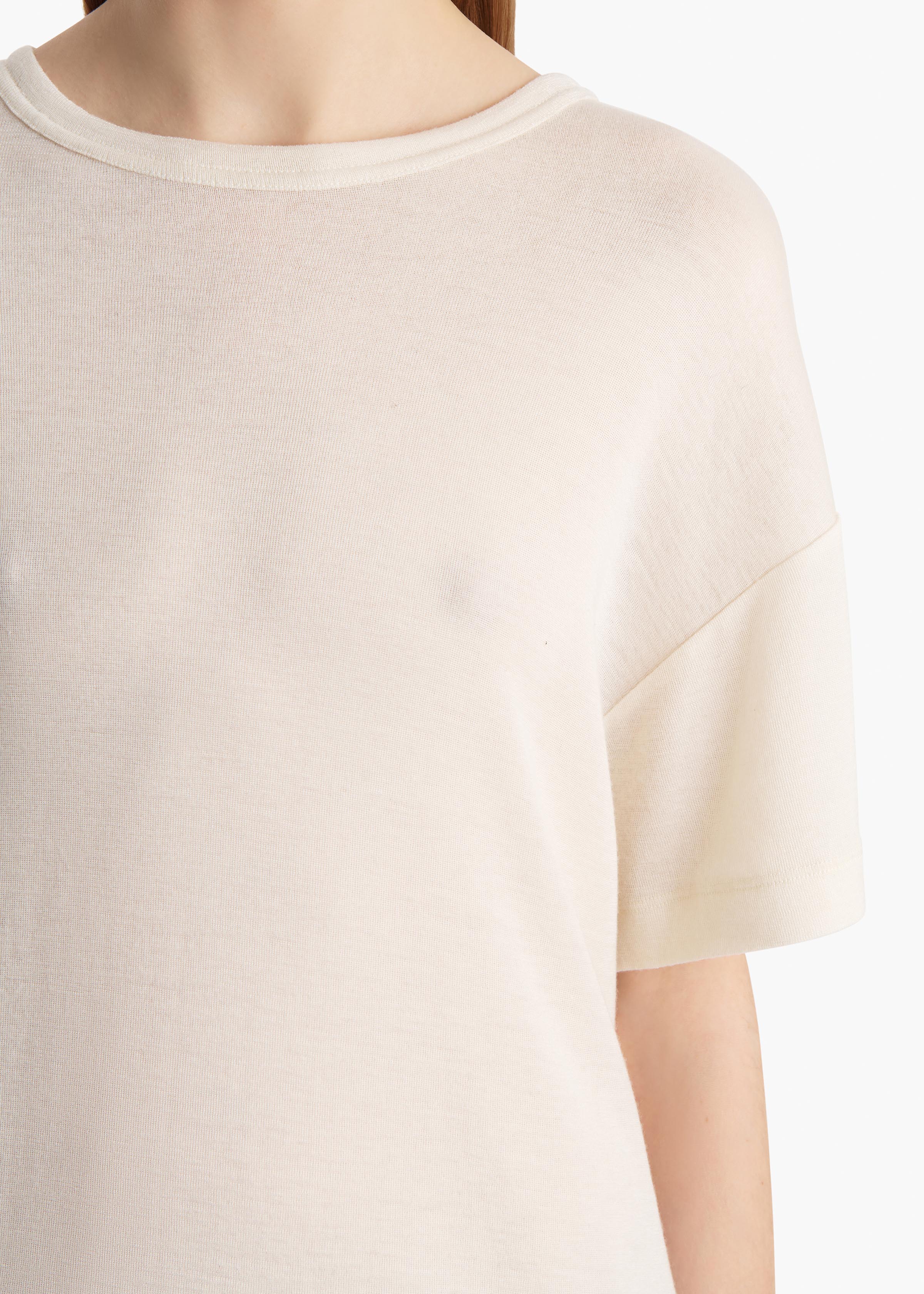 Khaite - Maeve T - Shirt in Cream Silk Cashmere Jersey - Image 13